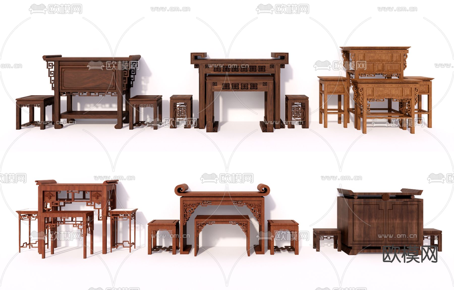 中式佛桌 佛龛柜 神台 香案台su模型下载（渲染图2）