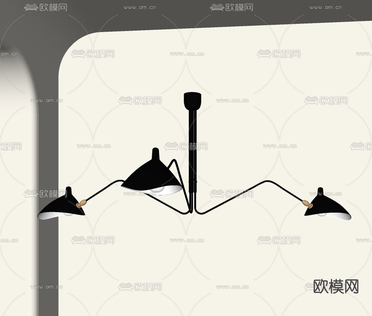 中古风吊灯su模型下载（渲染图1）