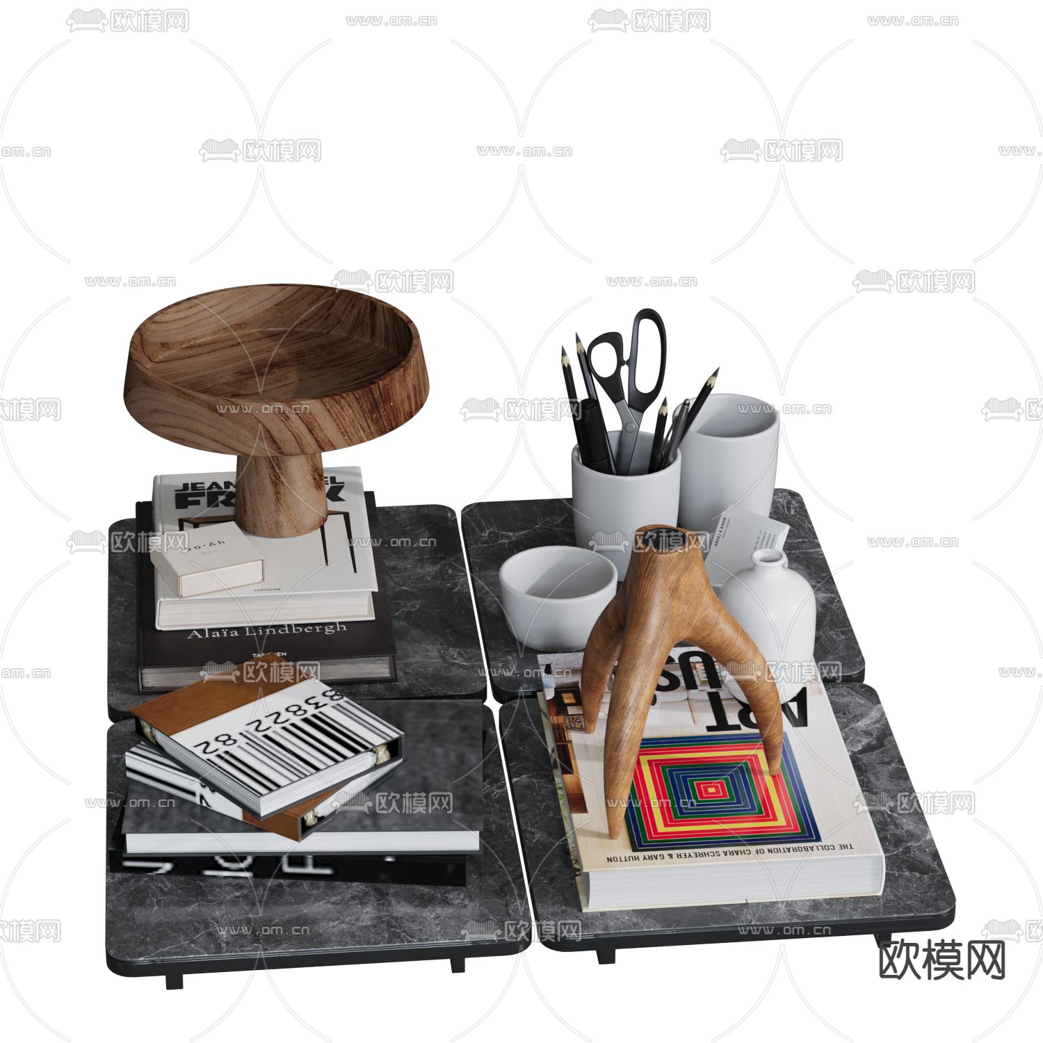 桌面摆件 书本 办公用品su模型下载（渲染图2）