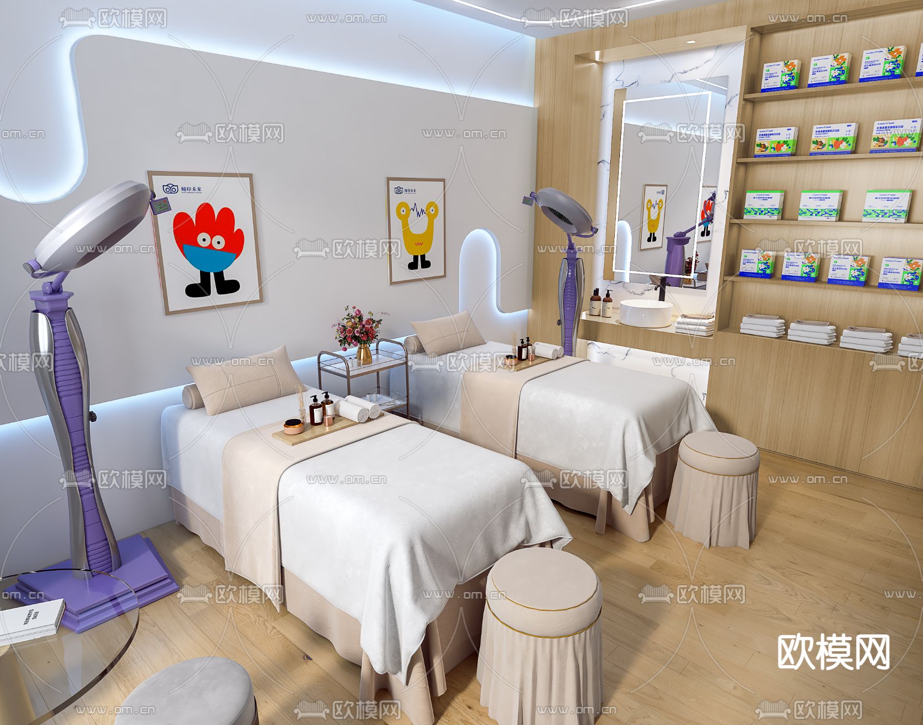 现代SPA护理室3d模型下载（渲染图1）