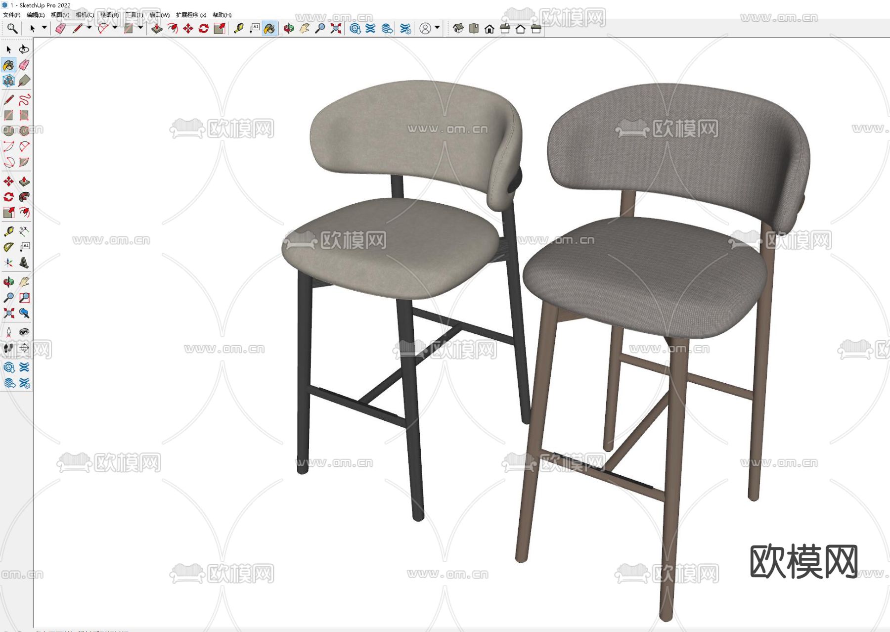 现代吧台椅 高脚凳su模型下载（渲染图1）