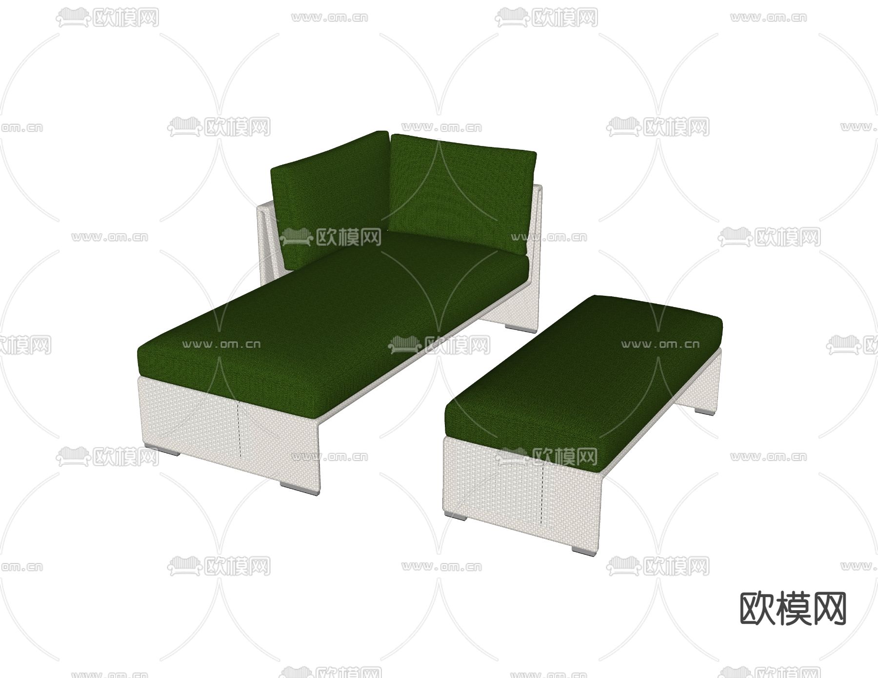 贵妃椅 躺椅su模型下载（渲染图1）