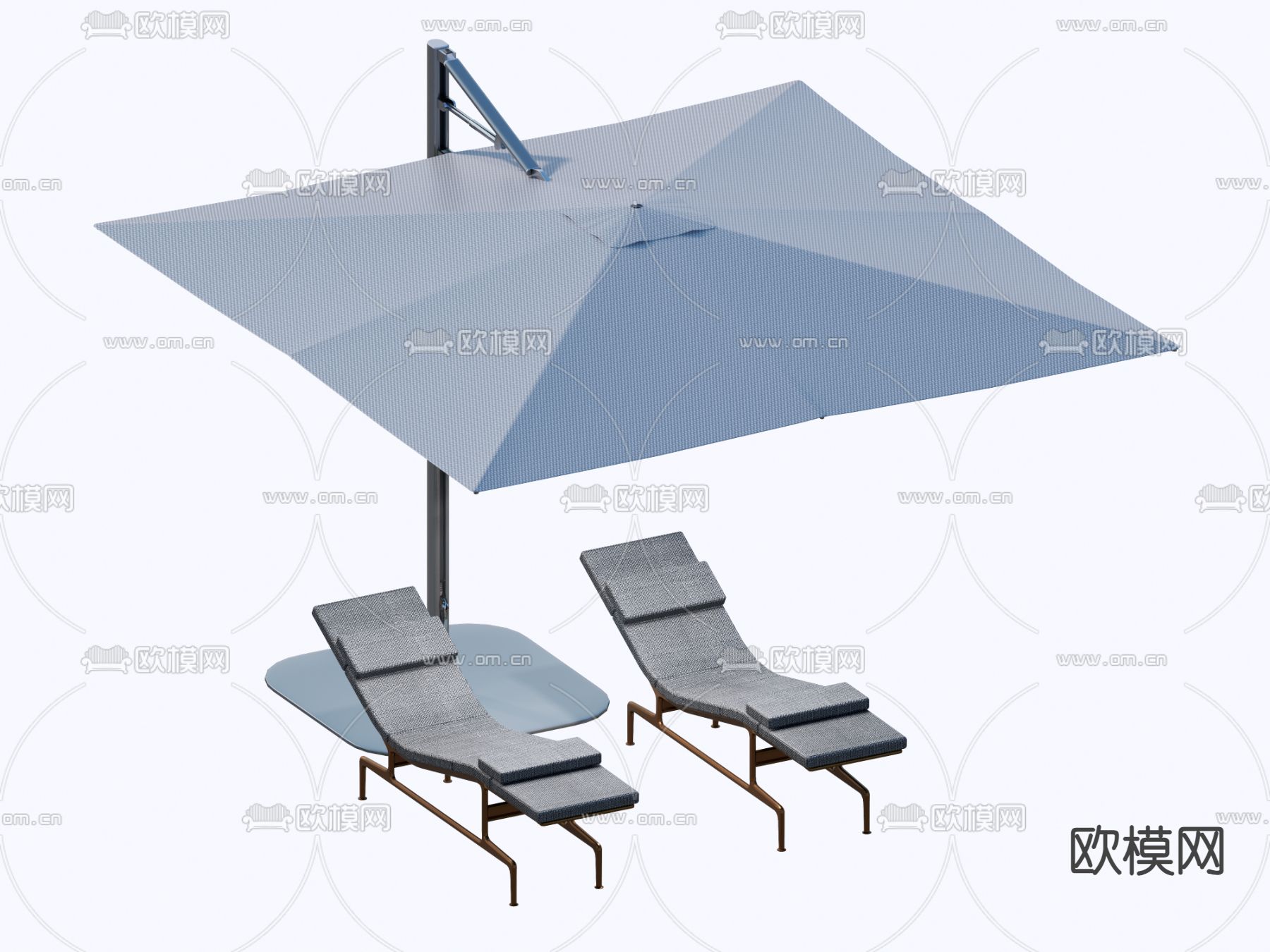 泳池椅 躺椅 沙滩椅su模型下载（渲染图2）