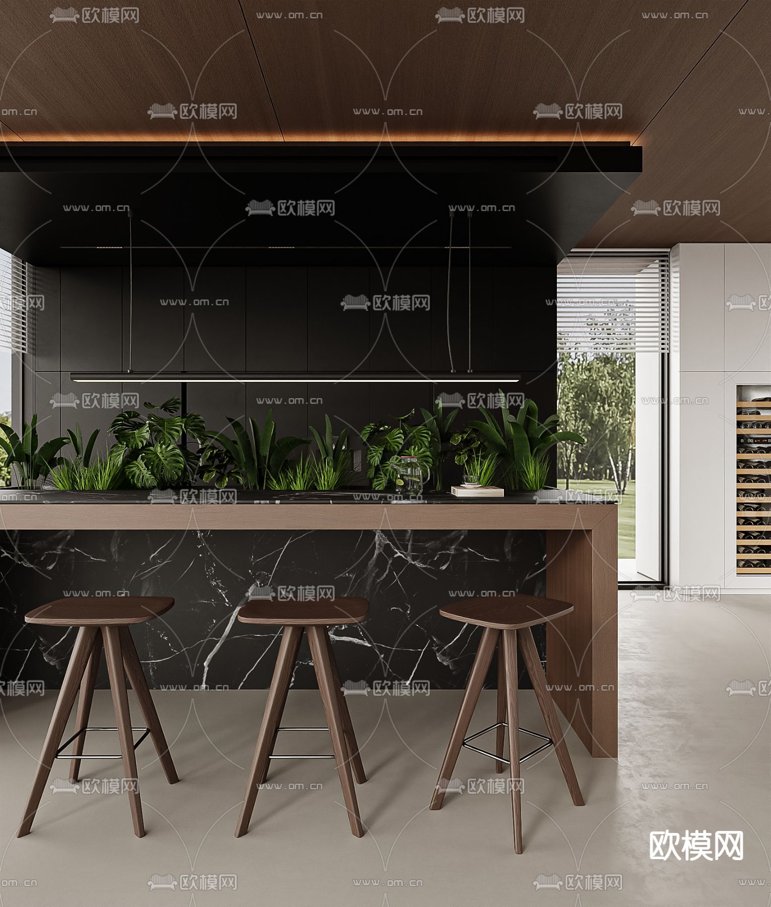 原木风别墅大堂 挑空客厅su模型下载（渲染图7）