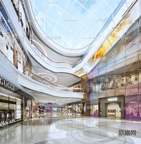 商场大厅 商场中庭3d模型下载