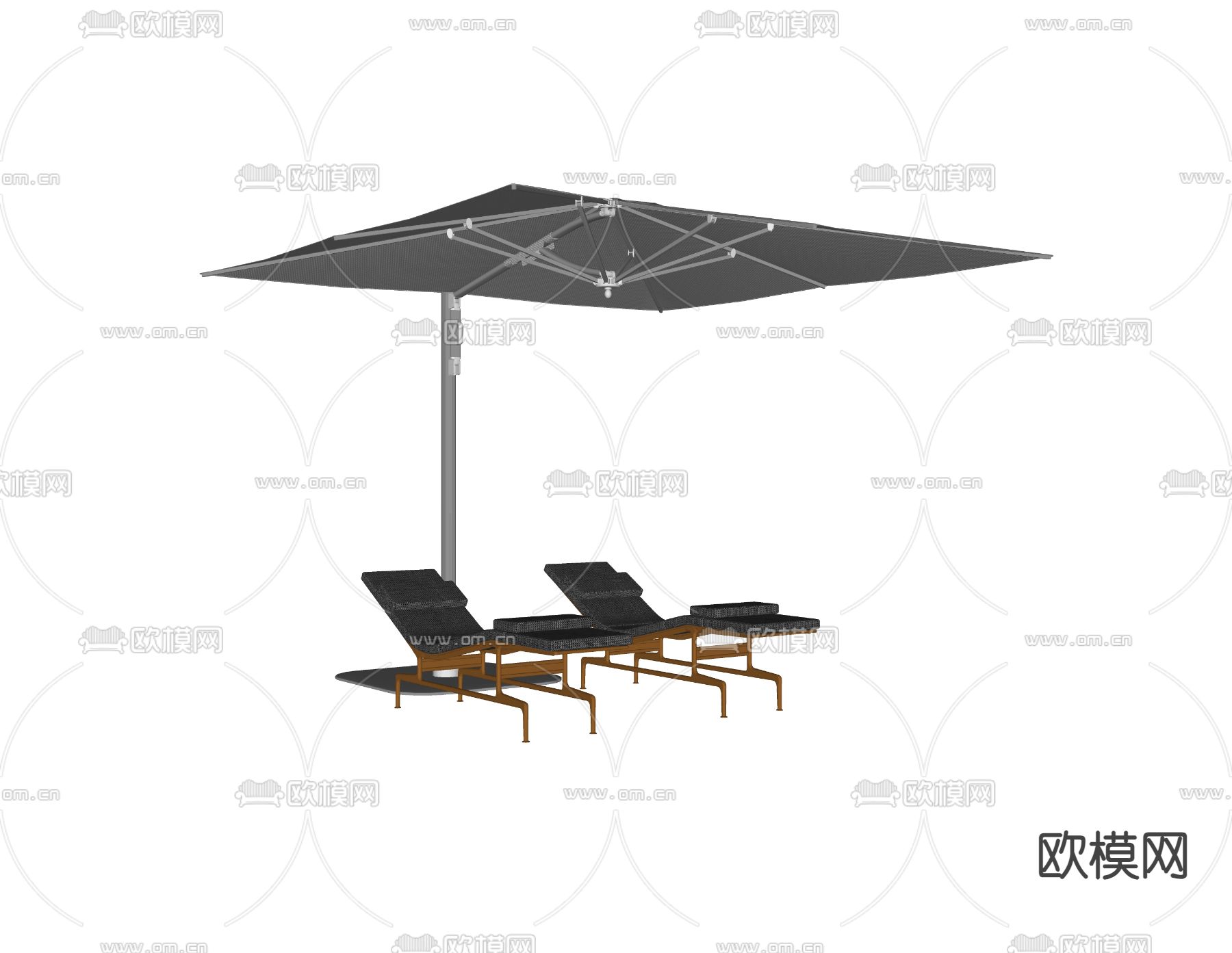 泳池椅 躺椅 沙滩椅su模型下载（渲染图1）