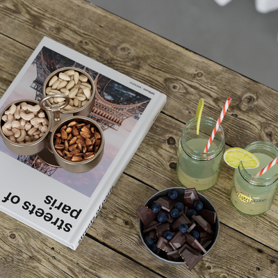  书籍 果仁 巧克力 饮具su模型 