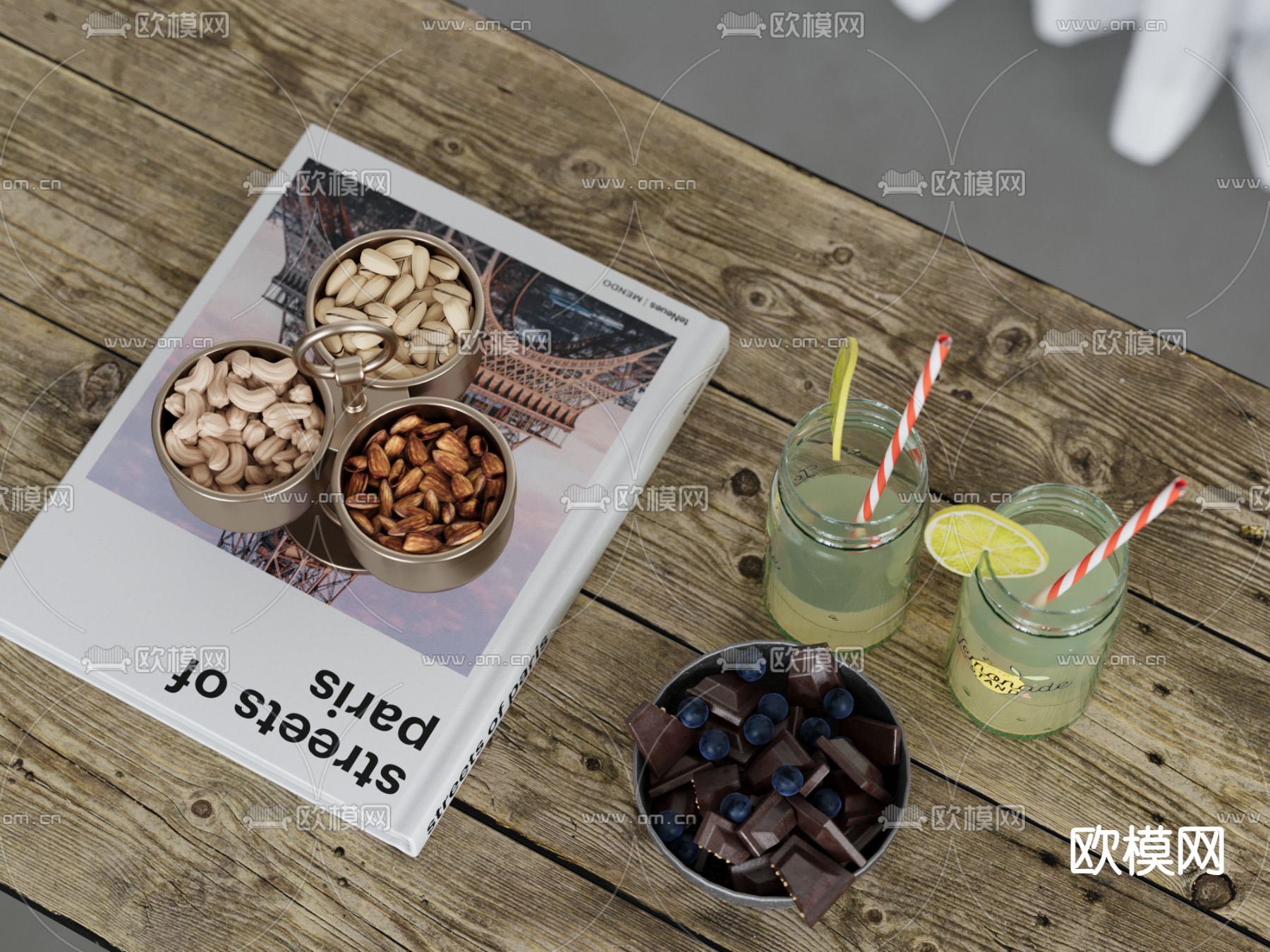 书籍 果仁 巧克力 饮具su模型下载（渲染图2）