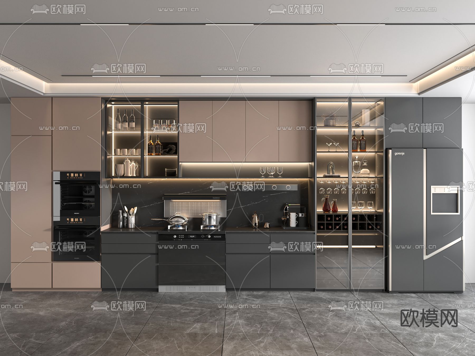 现代酒柜 餐边柜3d模型下载