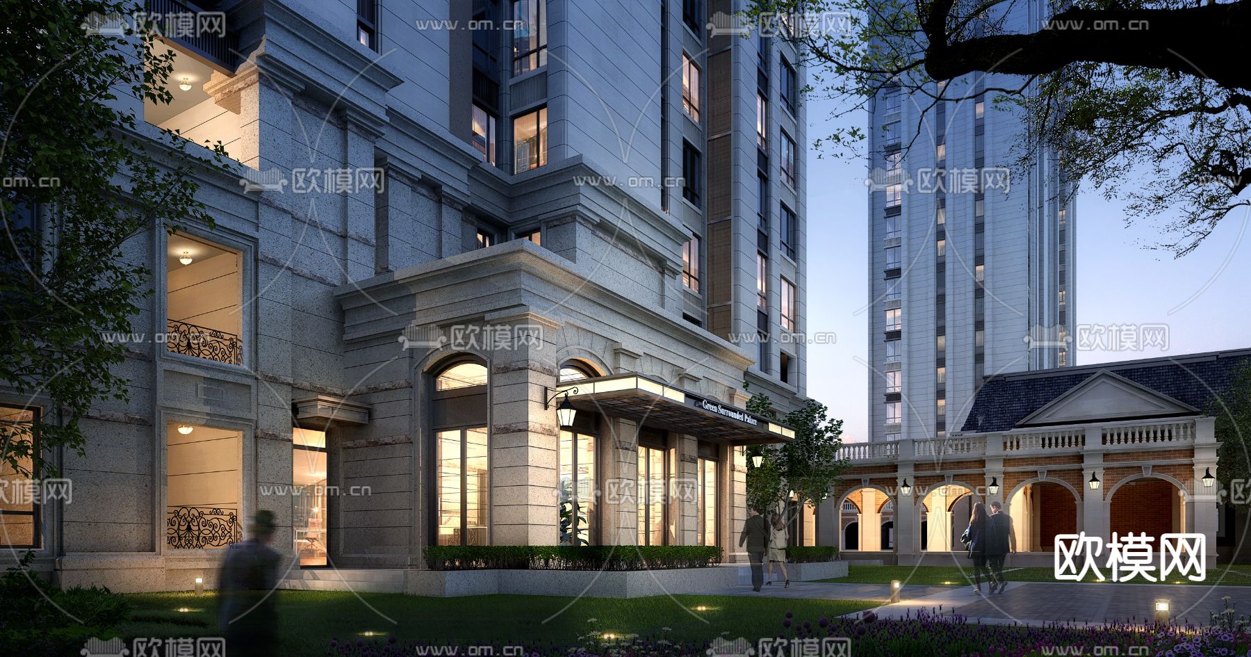 欧式公寓楼门头3d模型下载