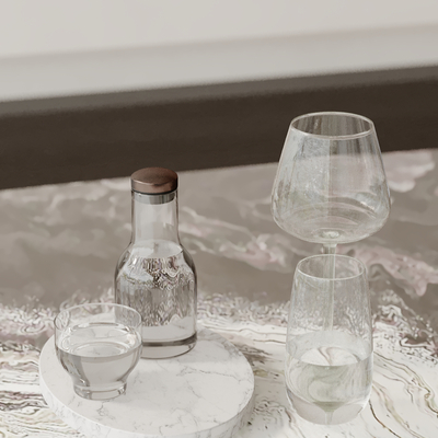  玻璃杯 高脚杯 水杯su模型 