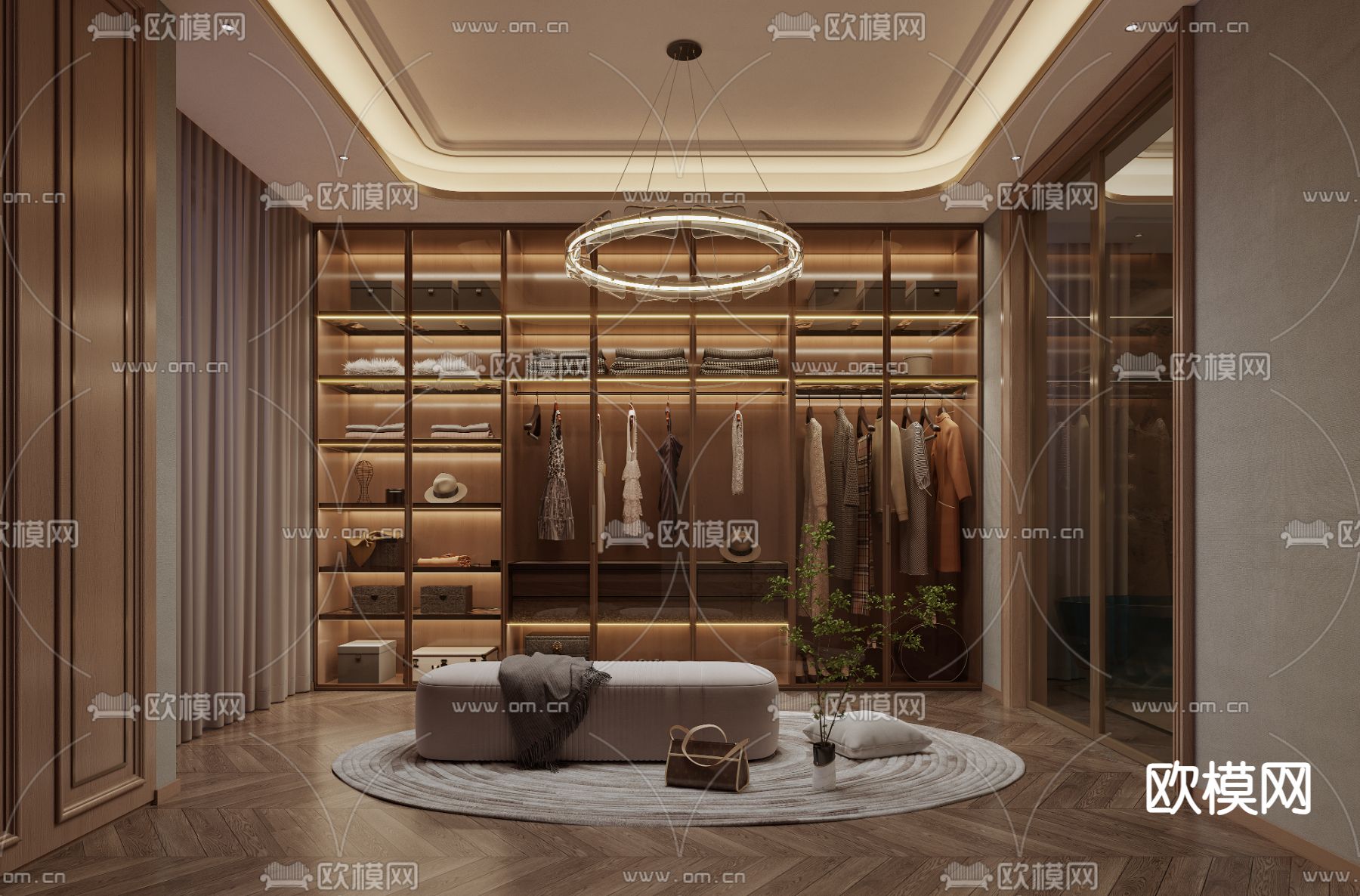 轻奢衣帽间3d模型下载