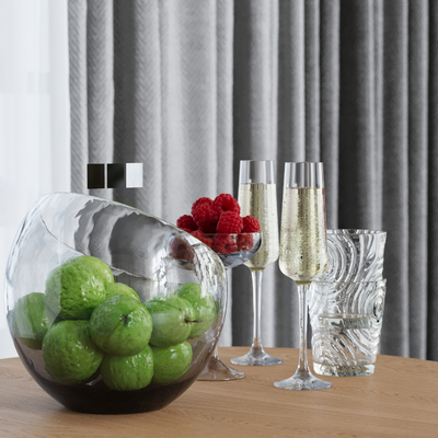  水果 酒具 果盘su模型 