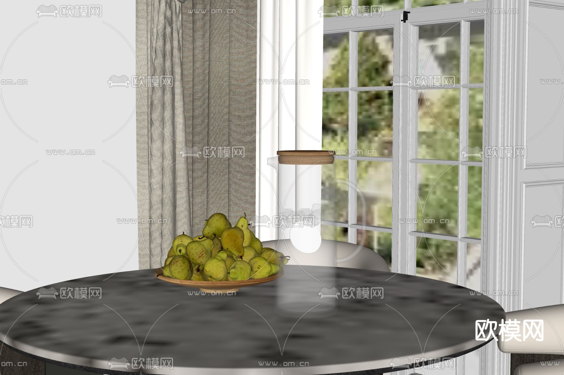 果盘 梨 饮料 水壶su模型下载（渲染图1）