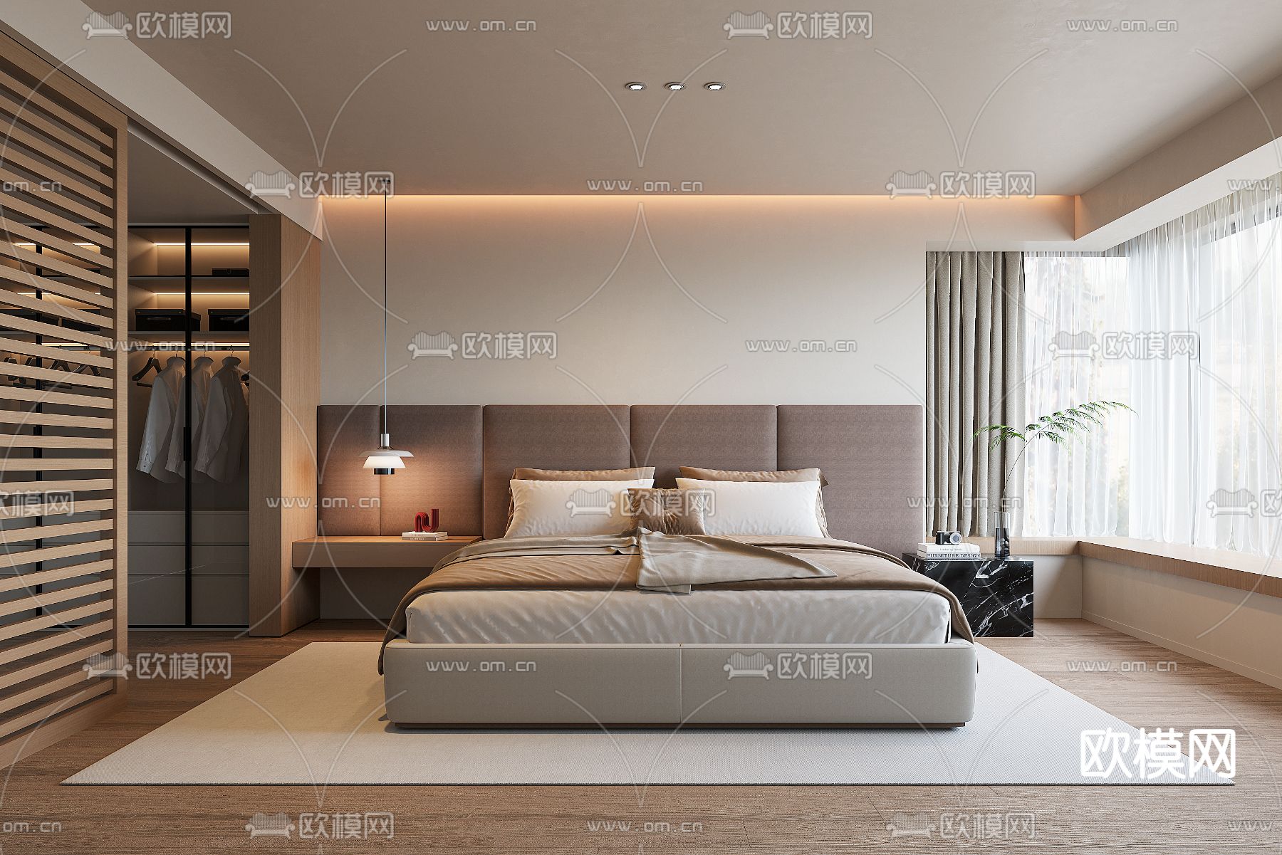 现代卧室 主卧3d模型下载