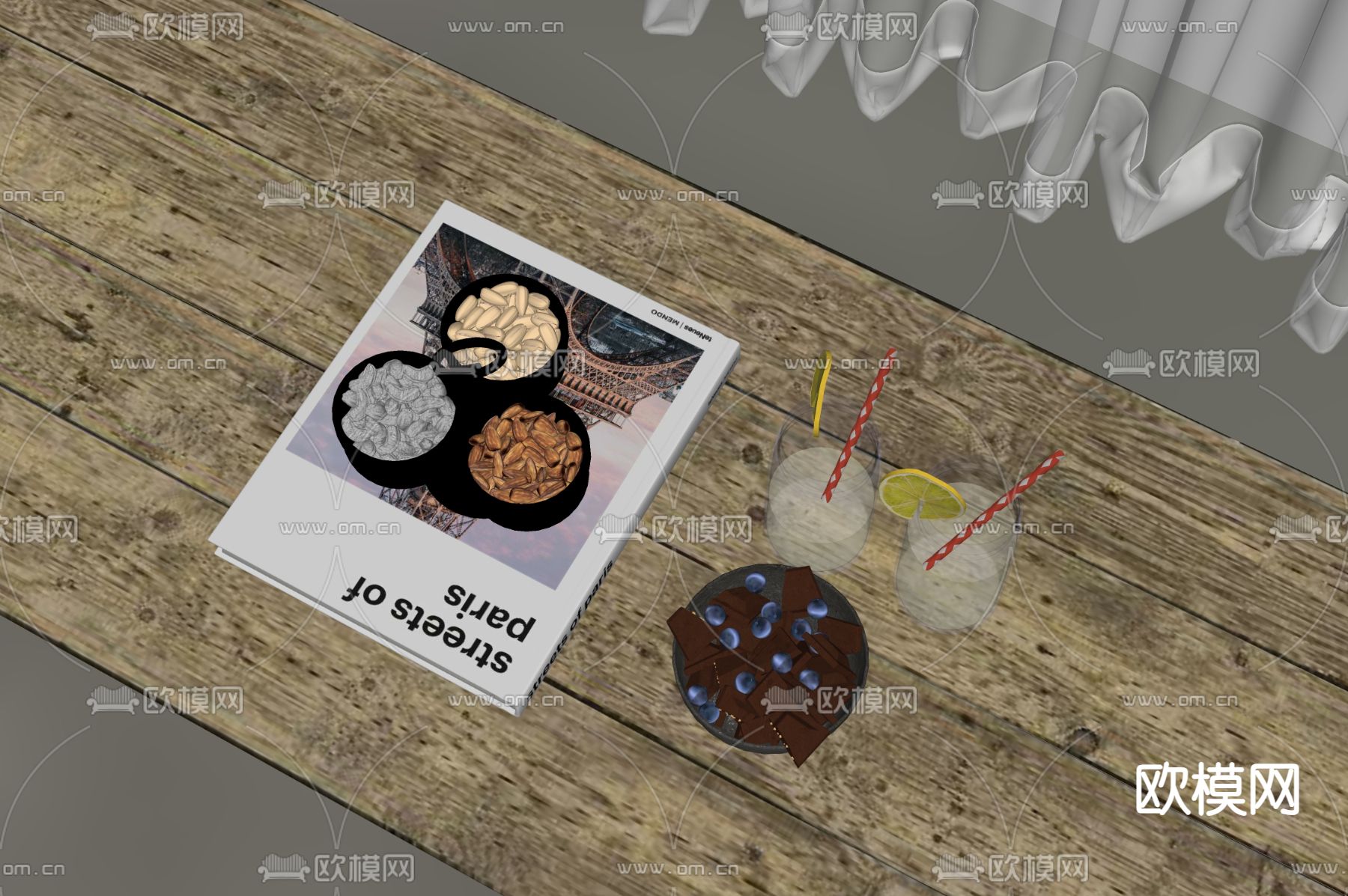 书籍 果仁 巧克力 饮具su模型下载（渲染图1）