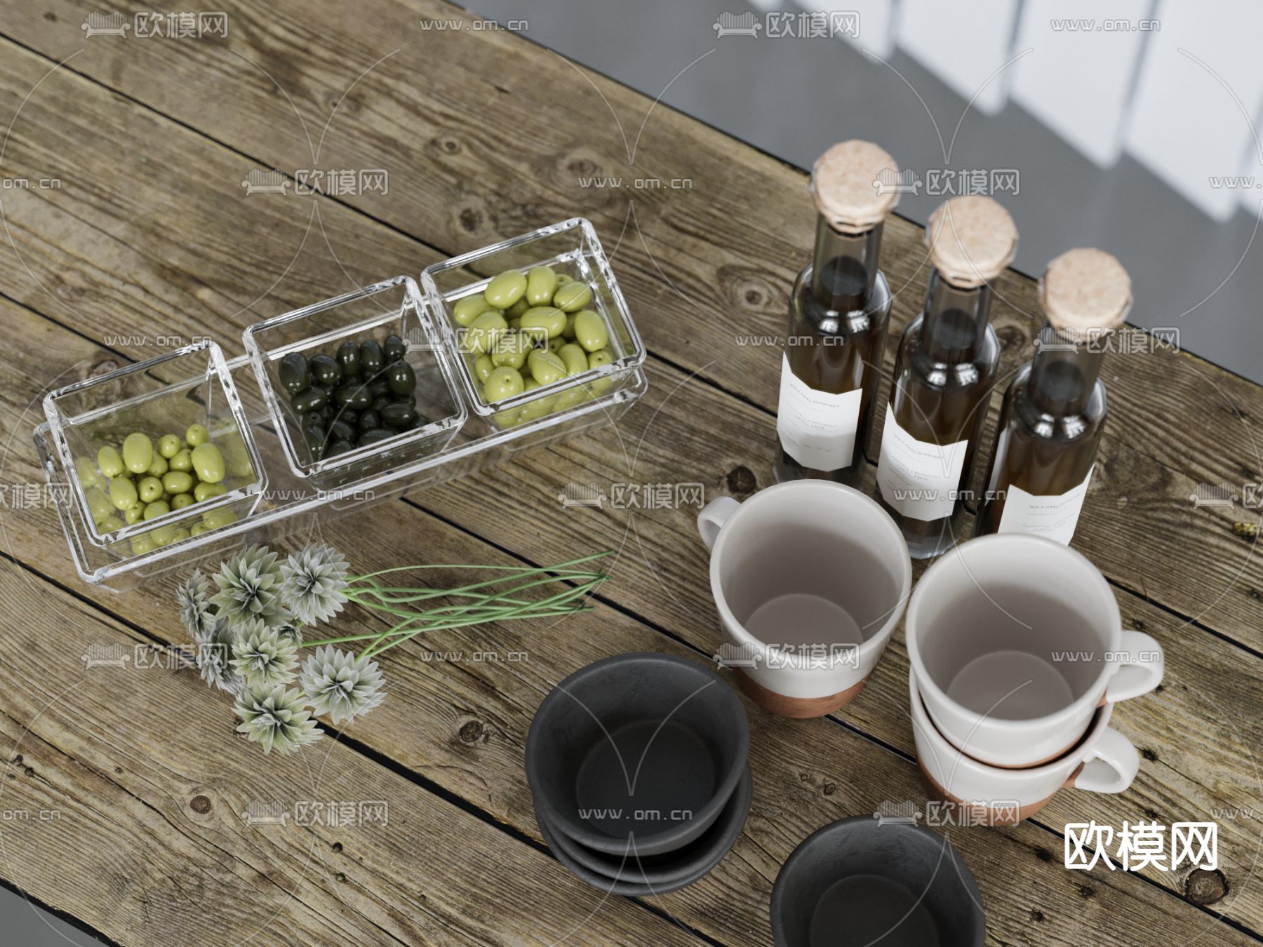 水杯 水果 饮具 果盘su模型下载（渲染图2）