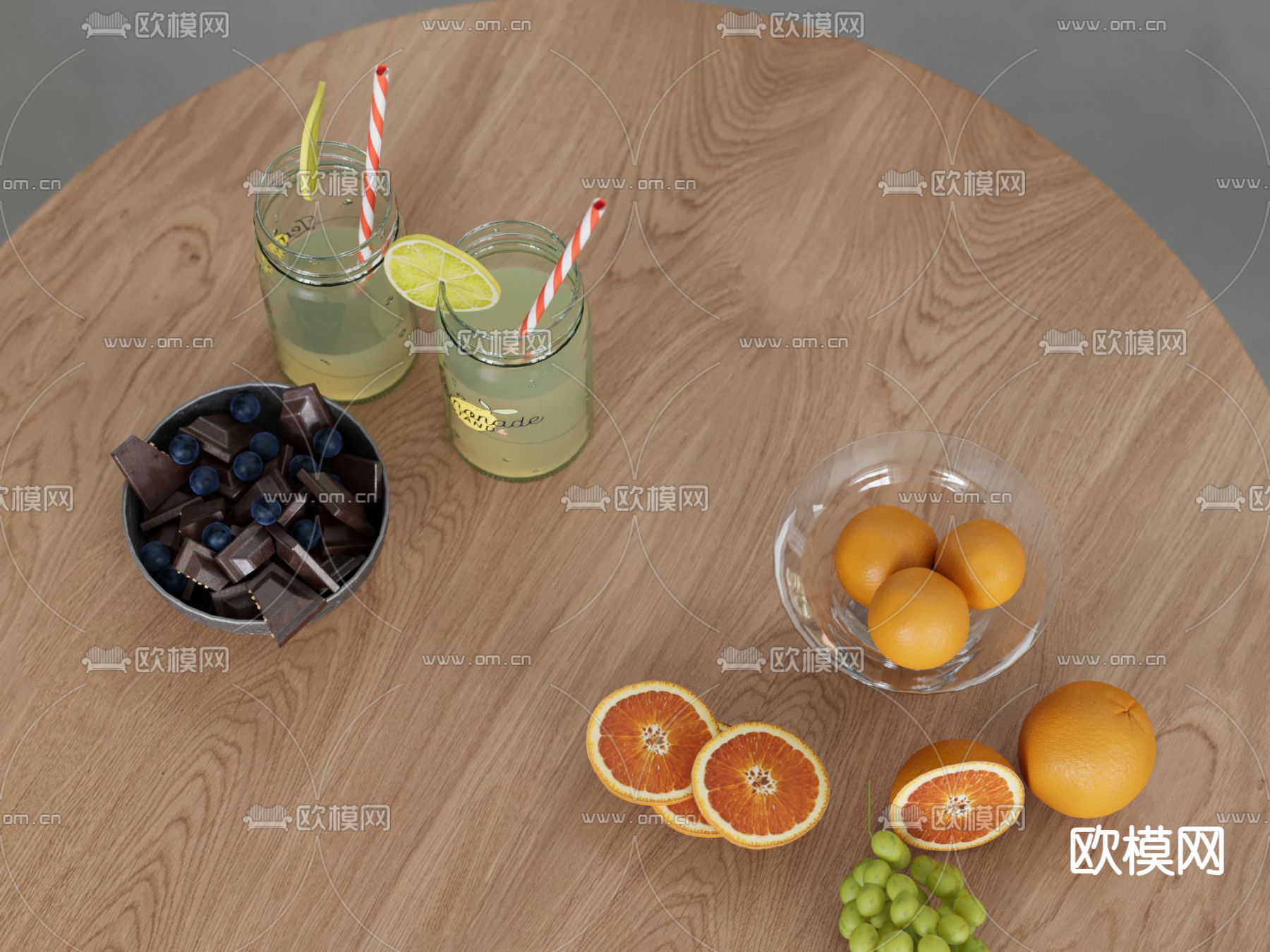 水果 果盘 橘子 巧克力 提子su模型下载（渲染图2）