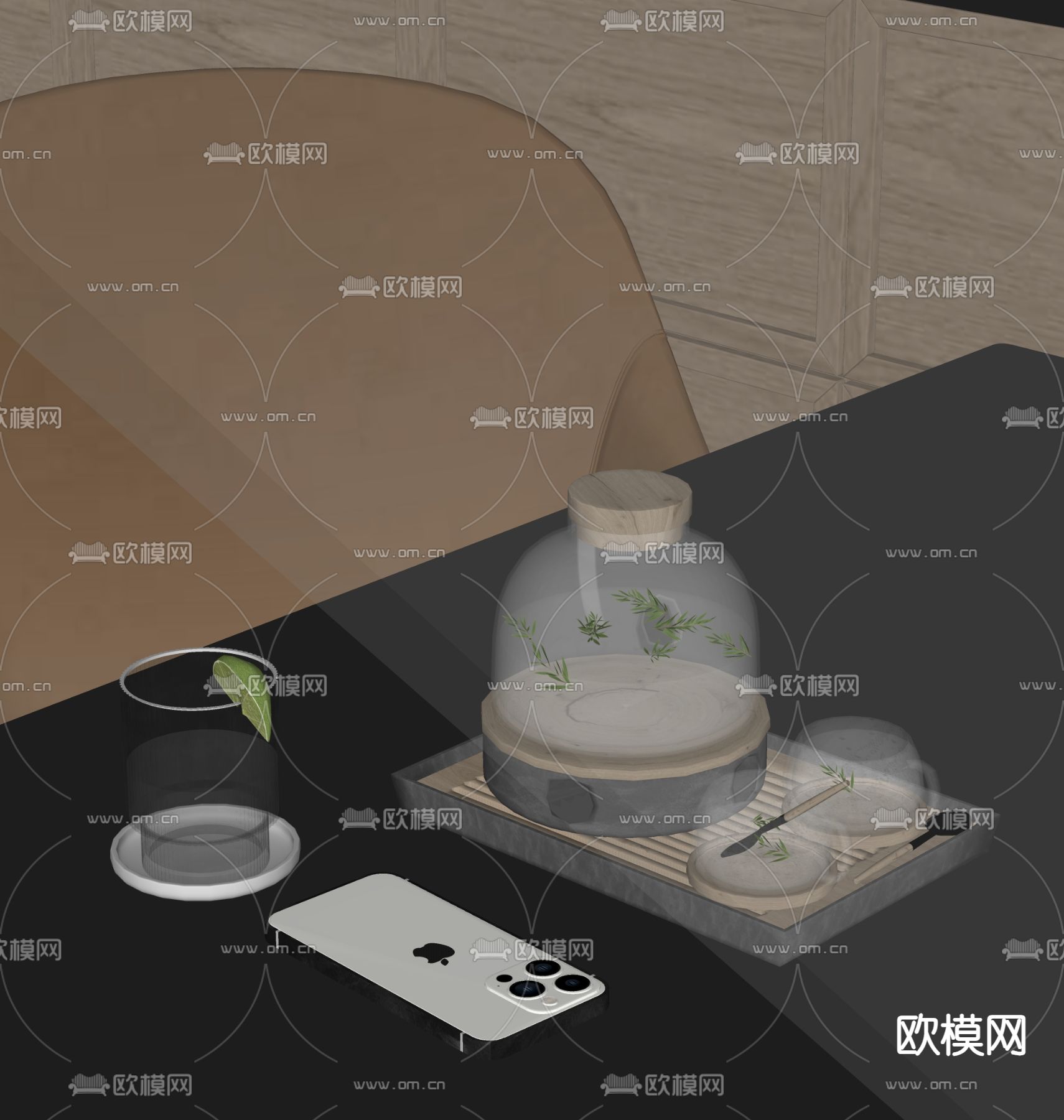 杯子 茶具 茶杯 苹果手机su模型下载（渲染图1）