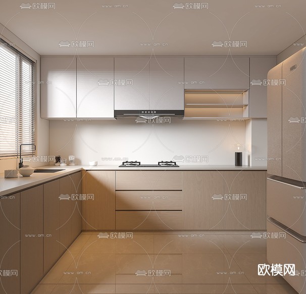 现代厨房 橱柜3d模型下载