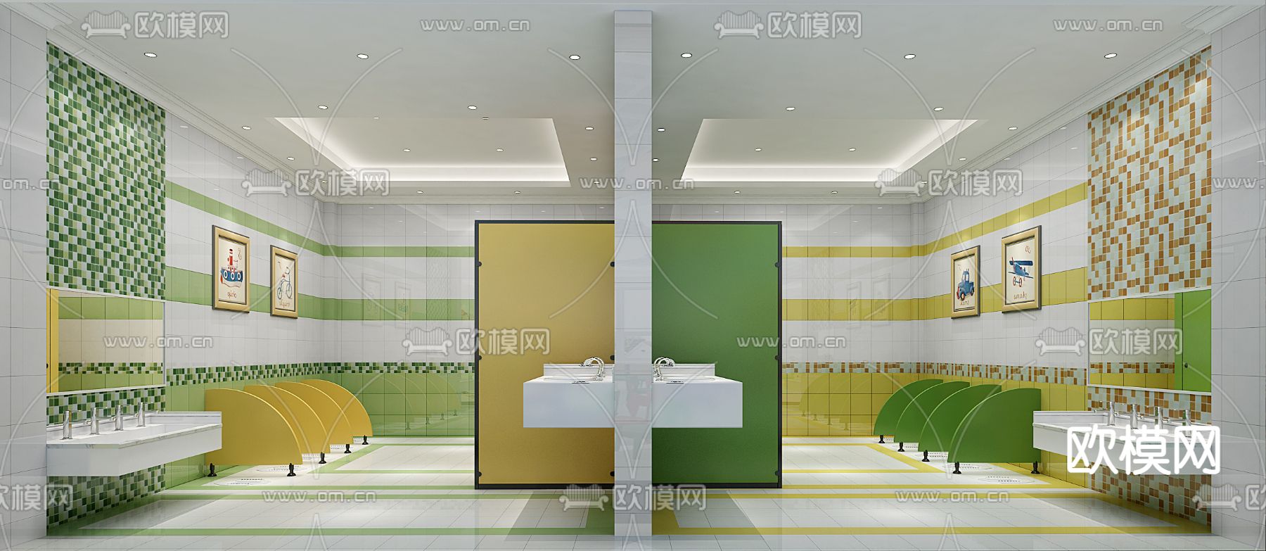 北欧 幼儿园卫生间 洗手间3d模型下载
