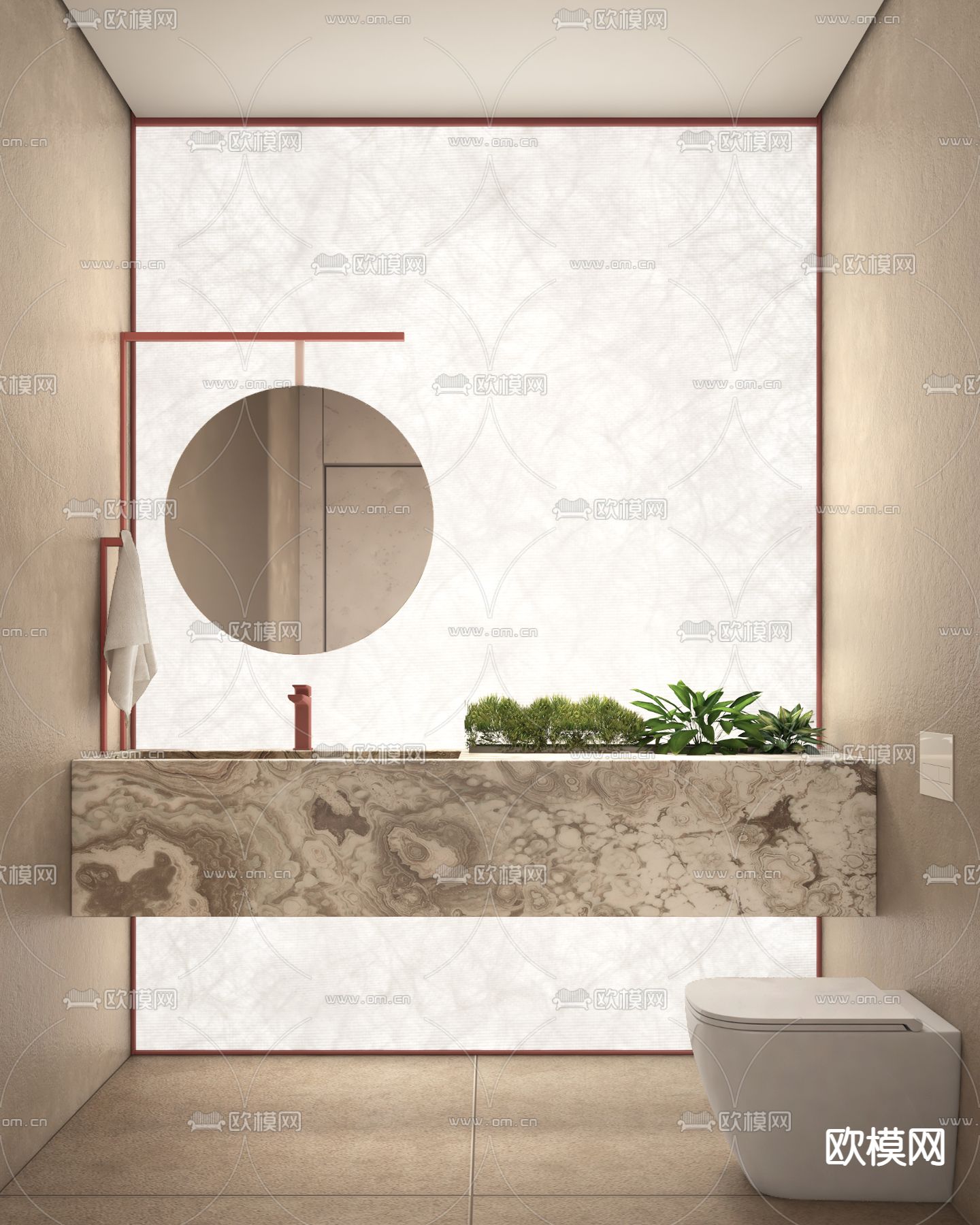 现代卫生间 洗手间su模型下载（渲染图2）