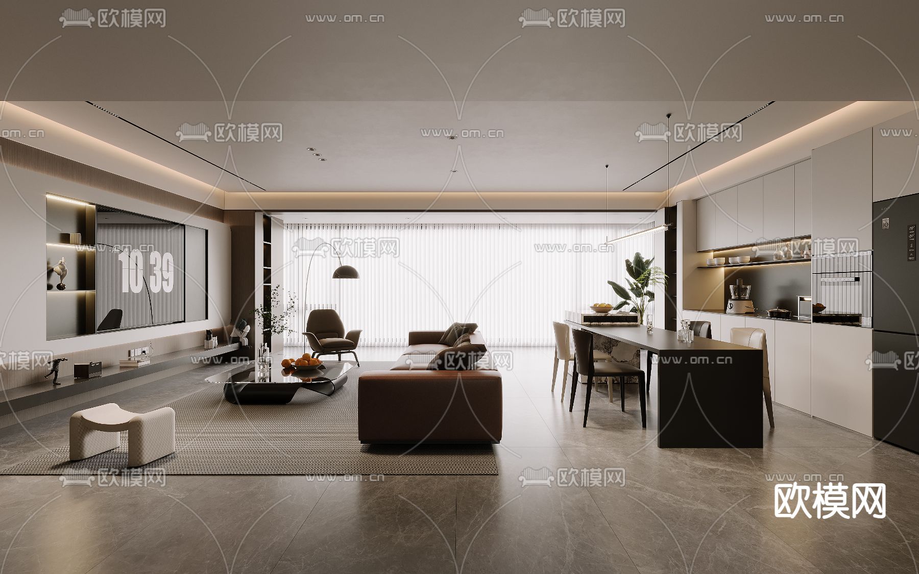 现代客餐厅3d模型下载_ID16344461_3dmax免费模型-欧模网