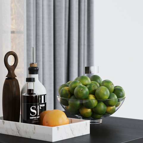  果盘 饮具 橘子su模型 