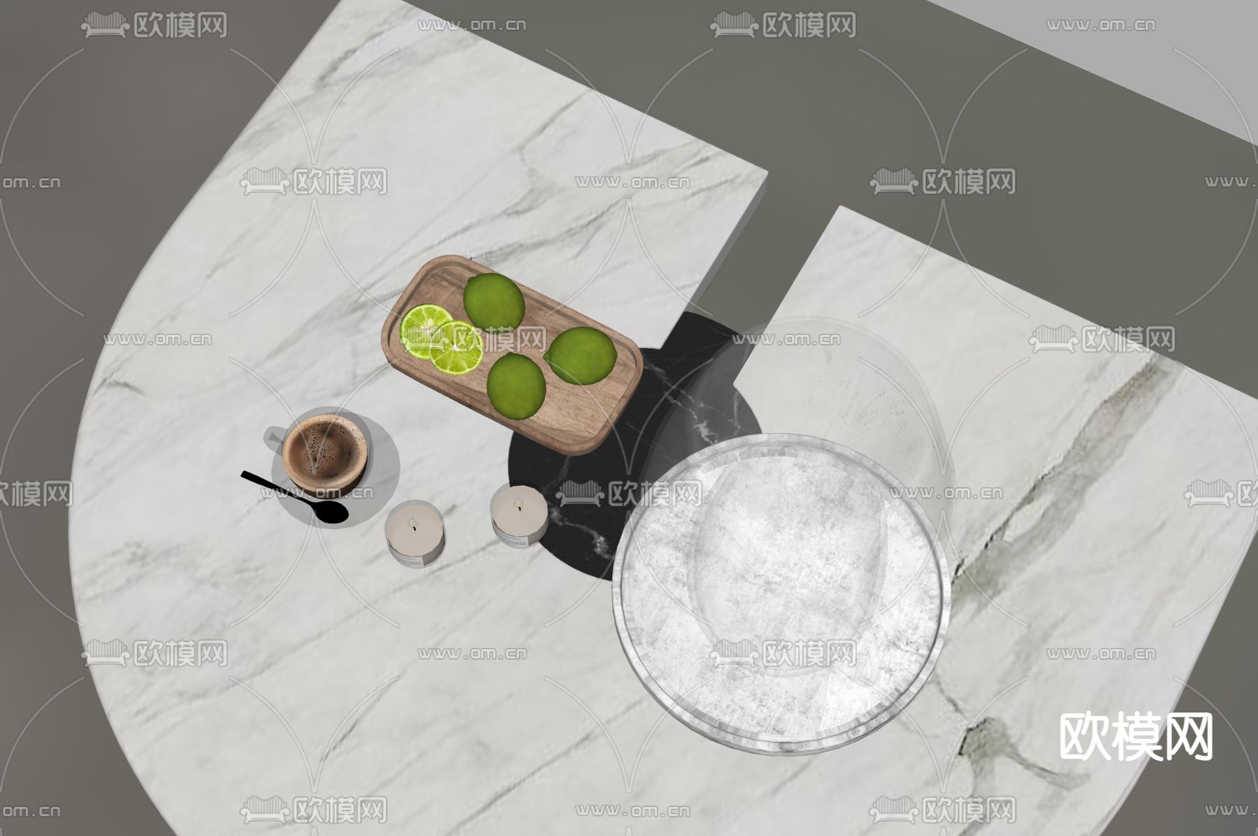 咖啡 果盘 饮具su模型下载（渲染图1）