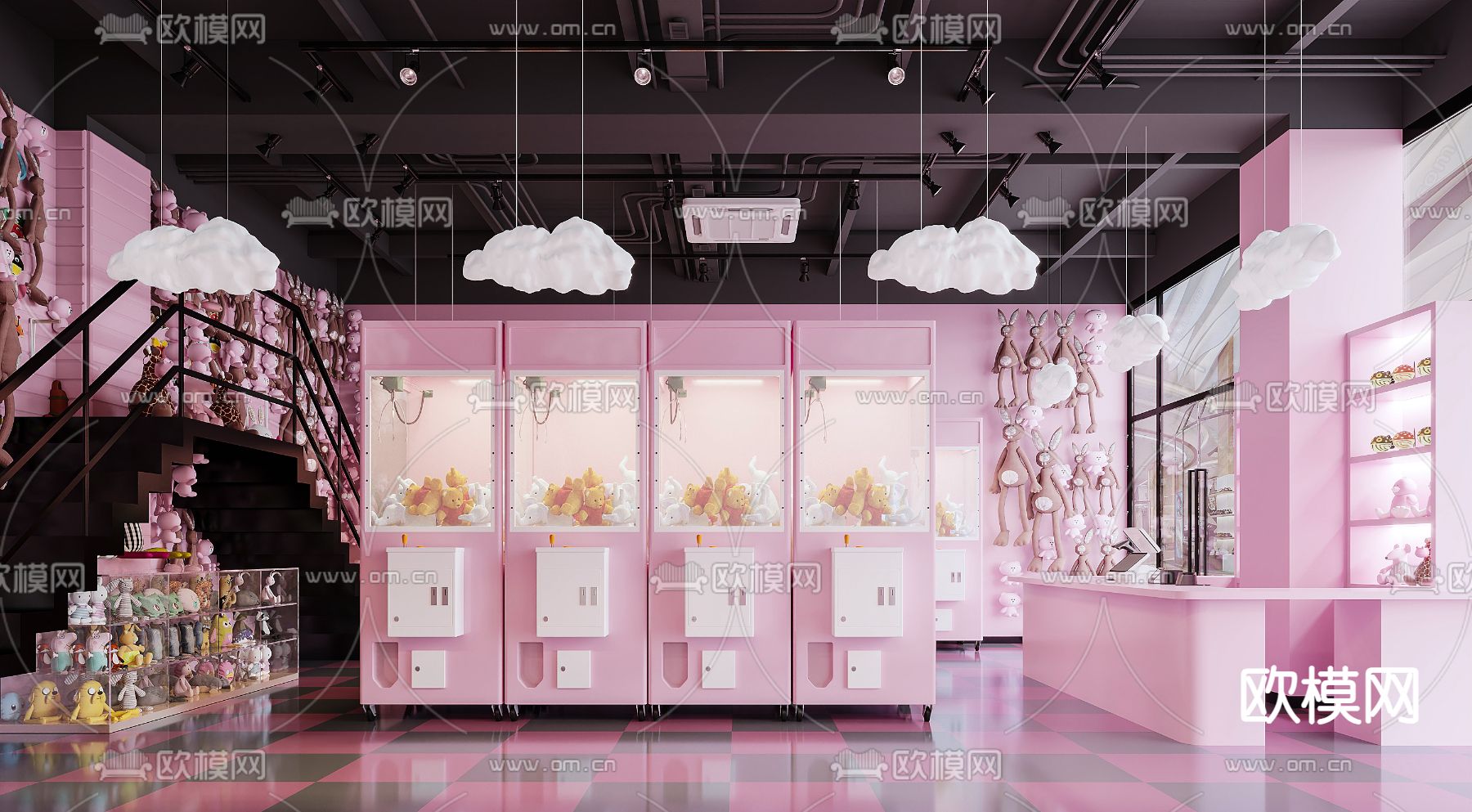 现代娱乐城 抓娃娃店3d模型