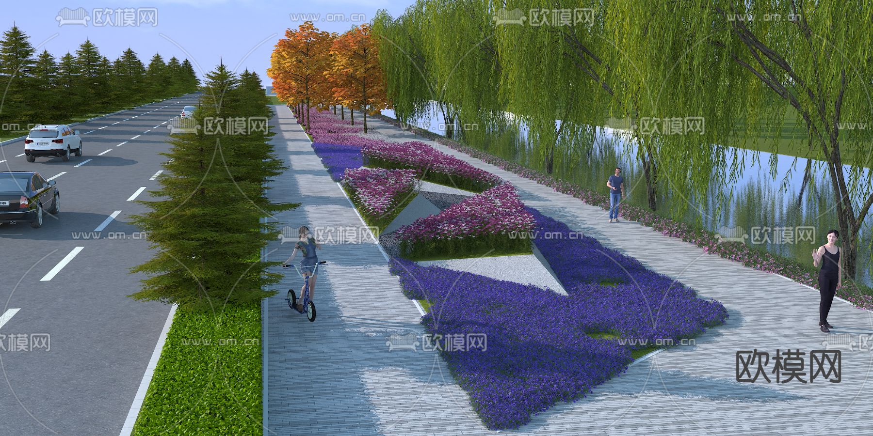 道路景观 微地形3d模型下载