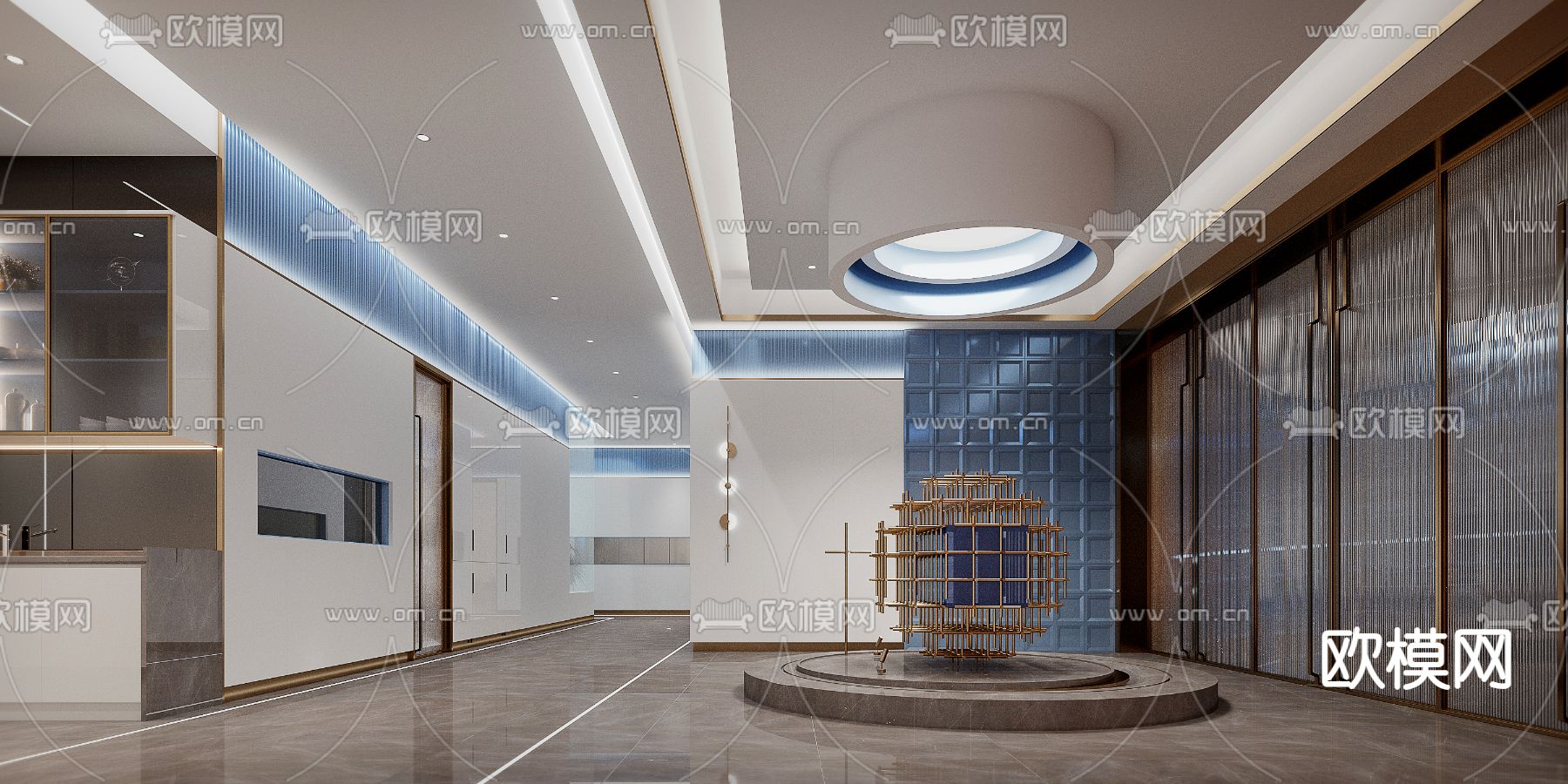 网红直播间 办公大厅3d模型下载（渲染图3）