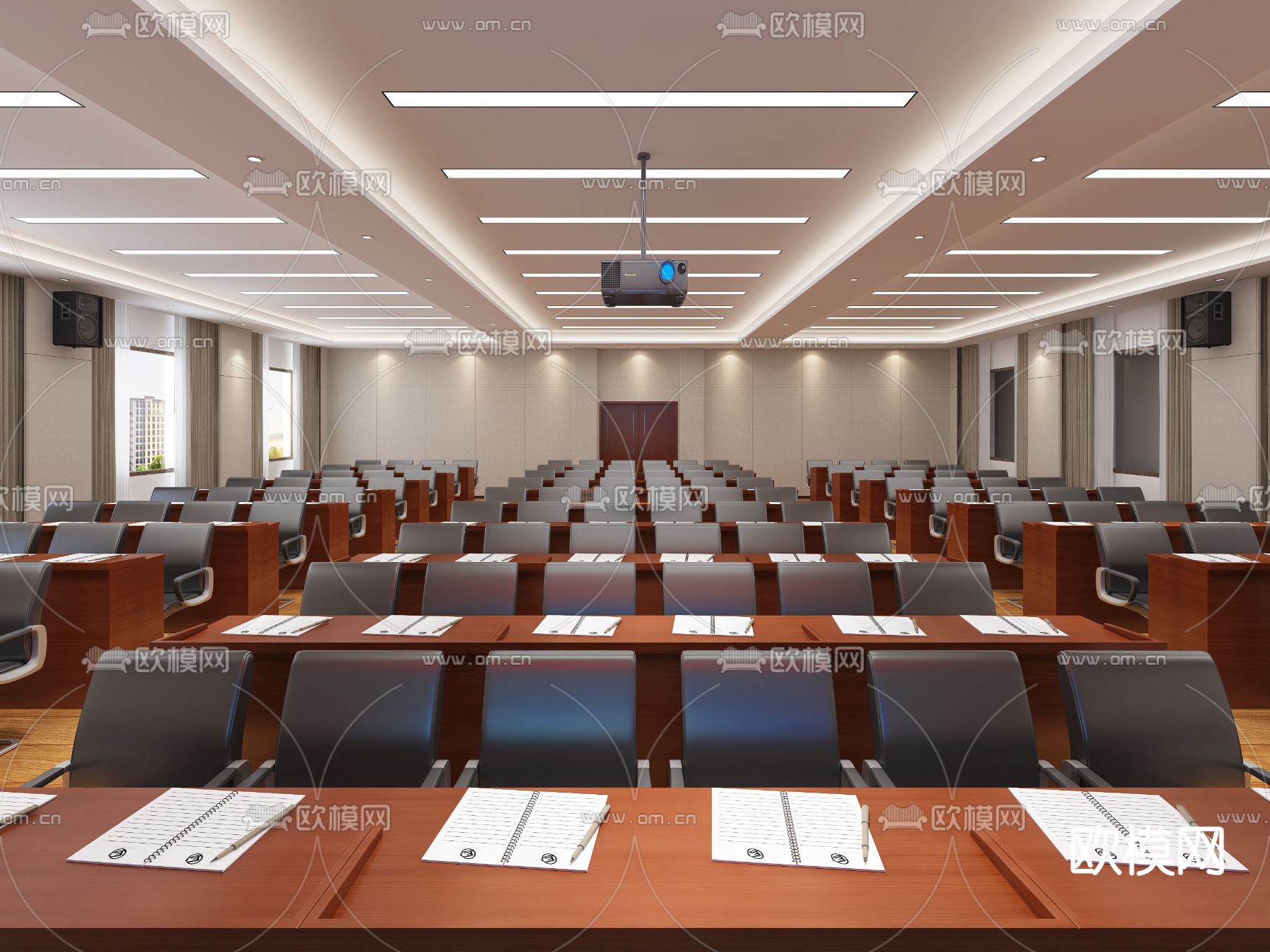 现代会议厅 报告厅3d模型下载（渲染图2）