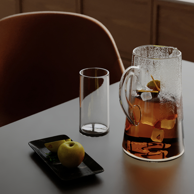  苹果 果盘 水杯su模型 