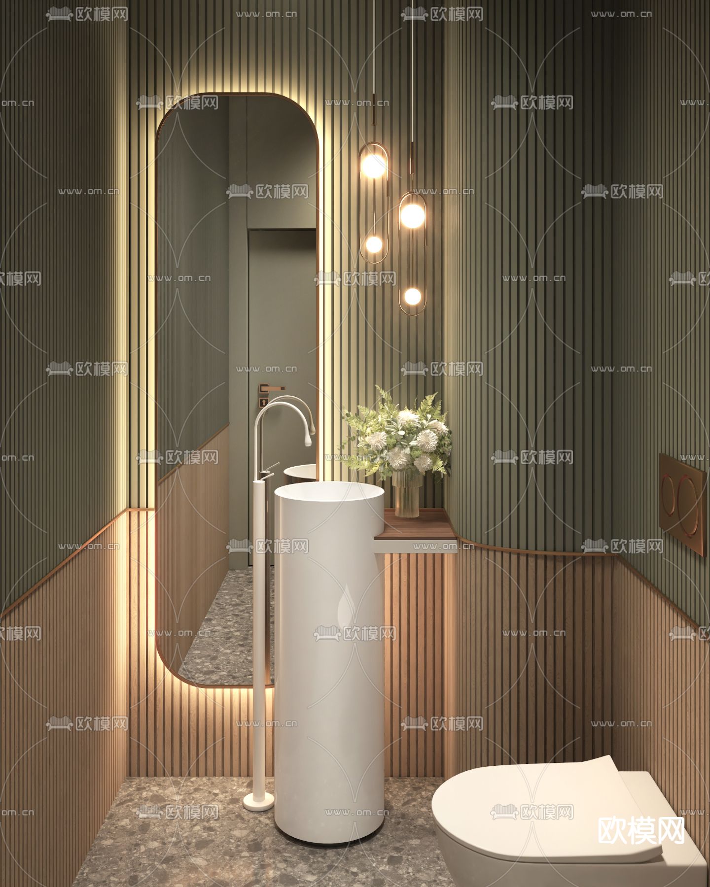 现代卫生间 洗手间su模型下载（渲染图2）