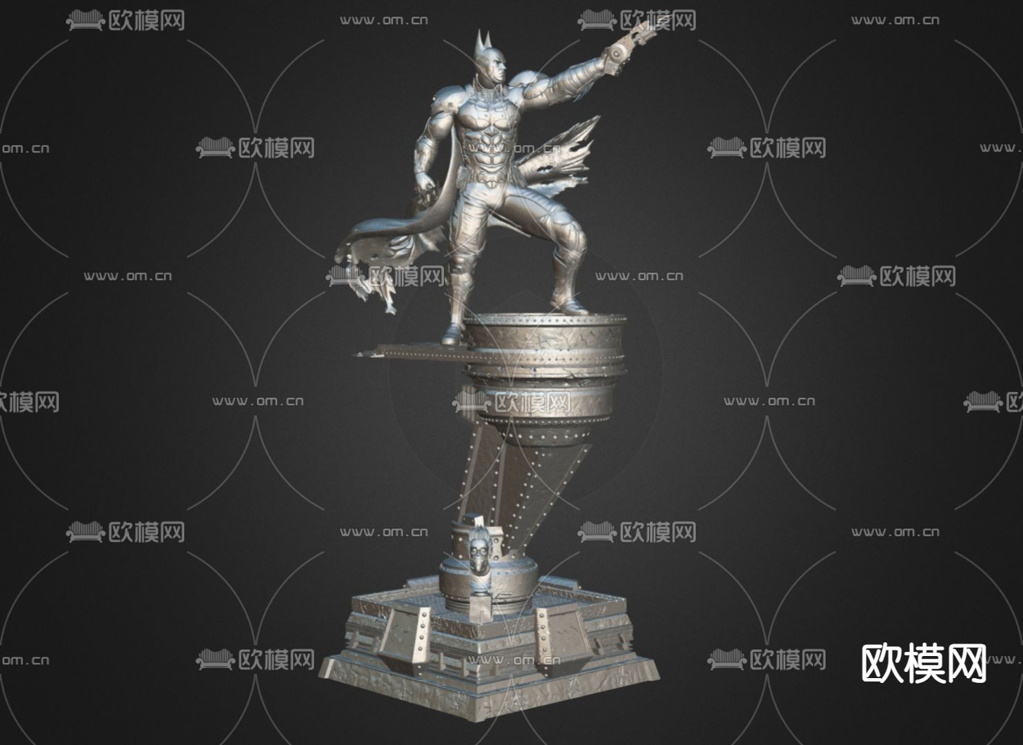 美式雕塑 蝙蝠侠雕塑3d模型下载（渲染图1）
