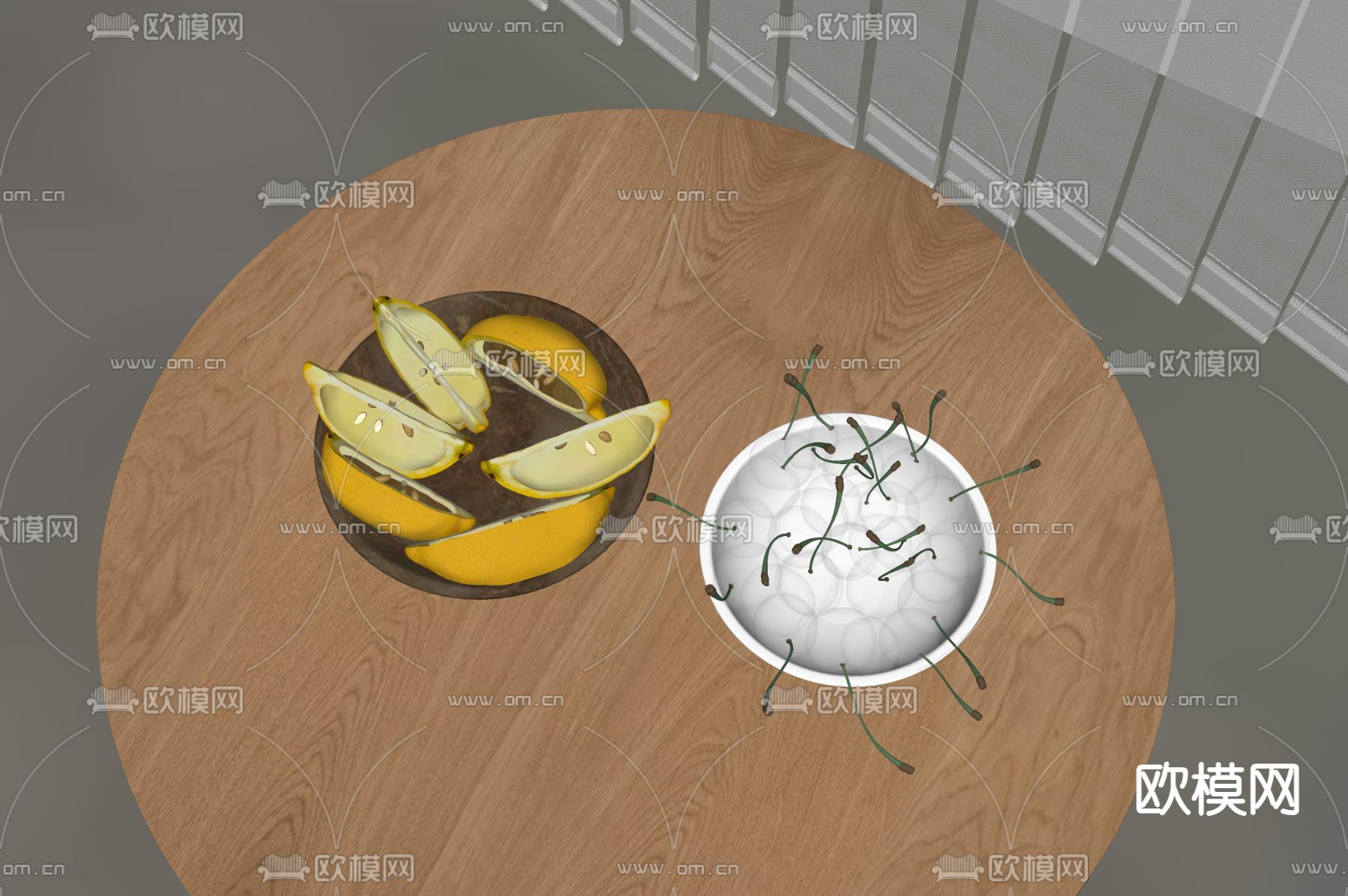 果盘 车厘子 柚子su模型下载（渲染图1）