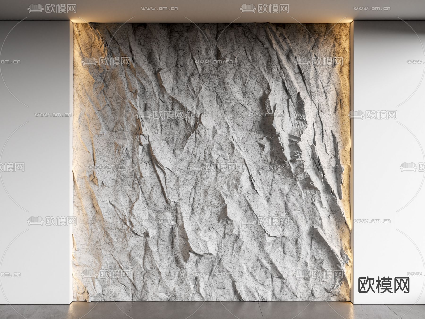 现代毛石背景墙su模型