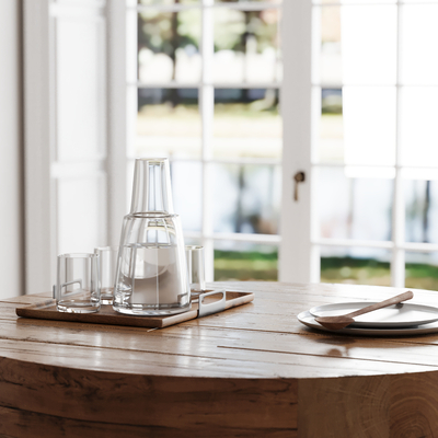  托盘 碗筷 杯子su模型 