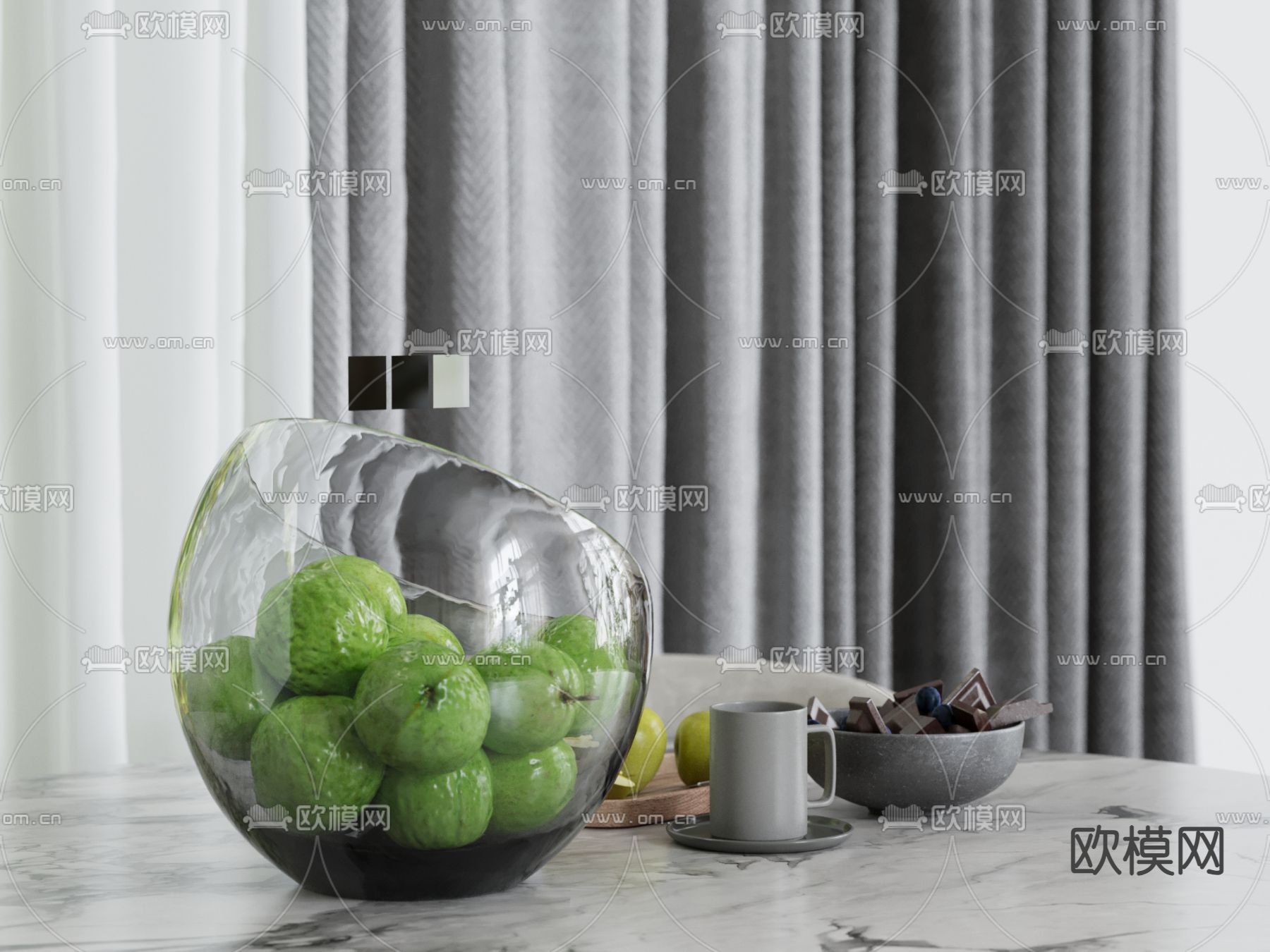 水果 果盘 饮具su模型下载（渲染图2）