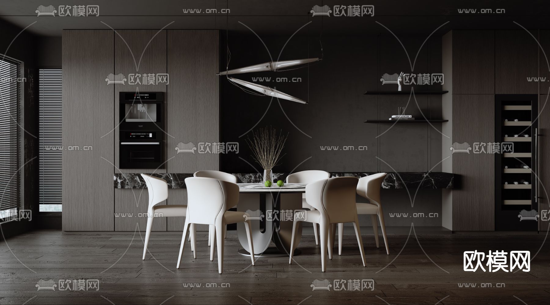 高级灰餐厅3d模型下载