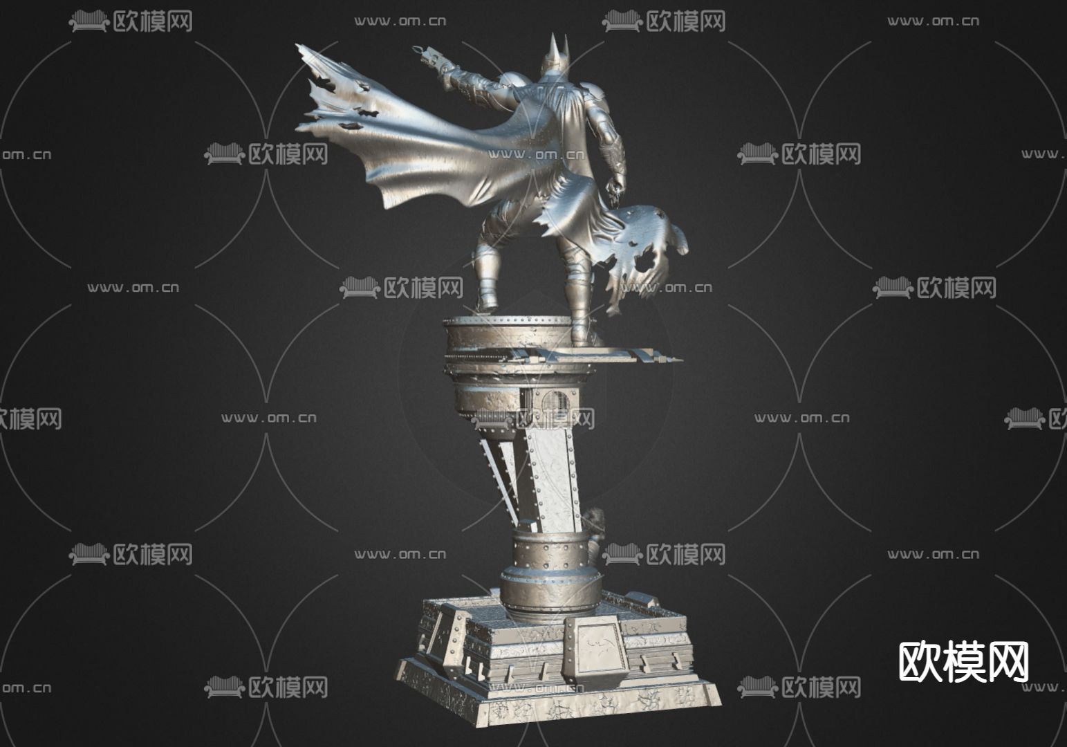 美式雕塑 蝙蝠侠雕塑3d模型下载（渲染图2）