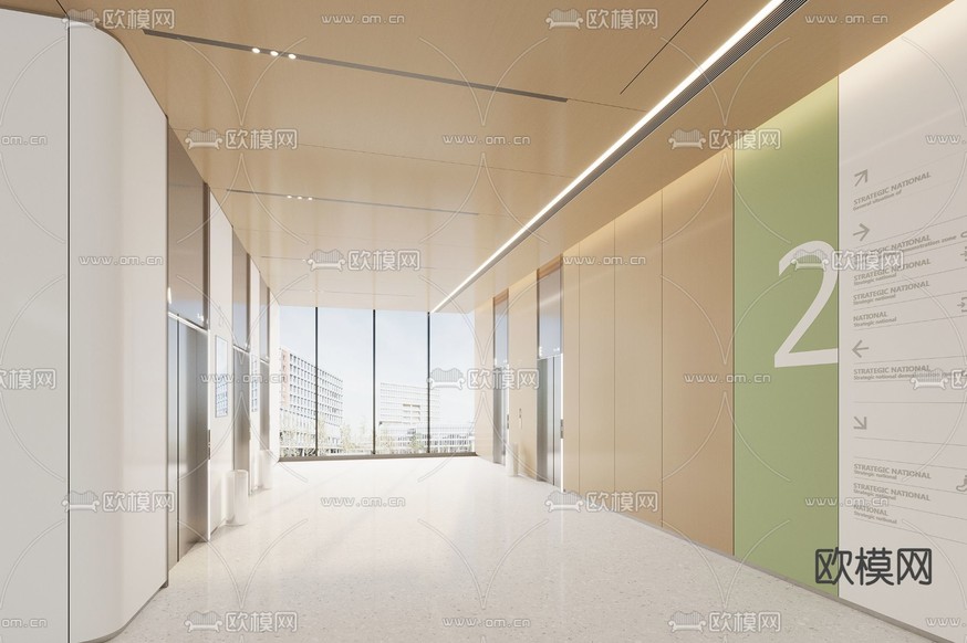 办公室电梯厅 电梯间3d模型下载