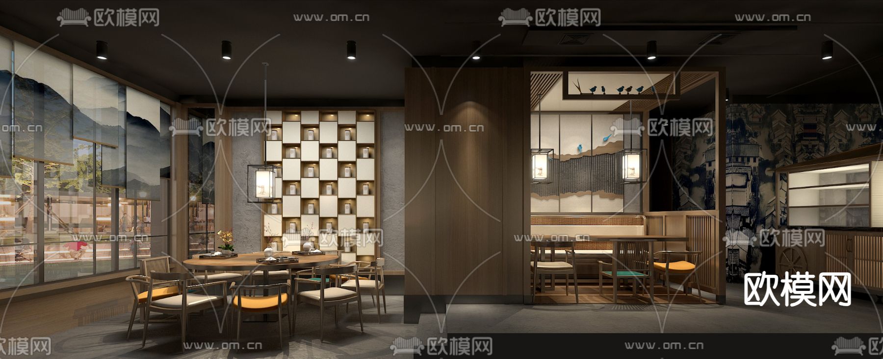 新中式茶楼 茶馆3d模型下载