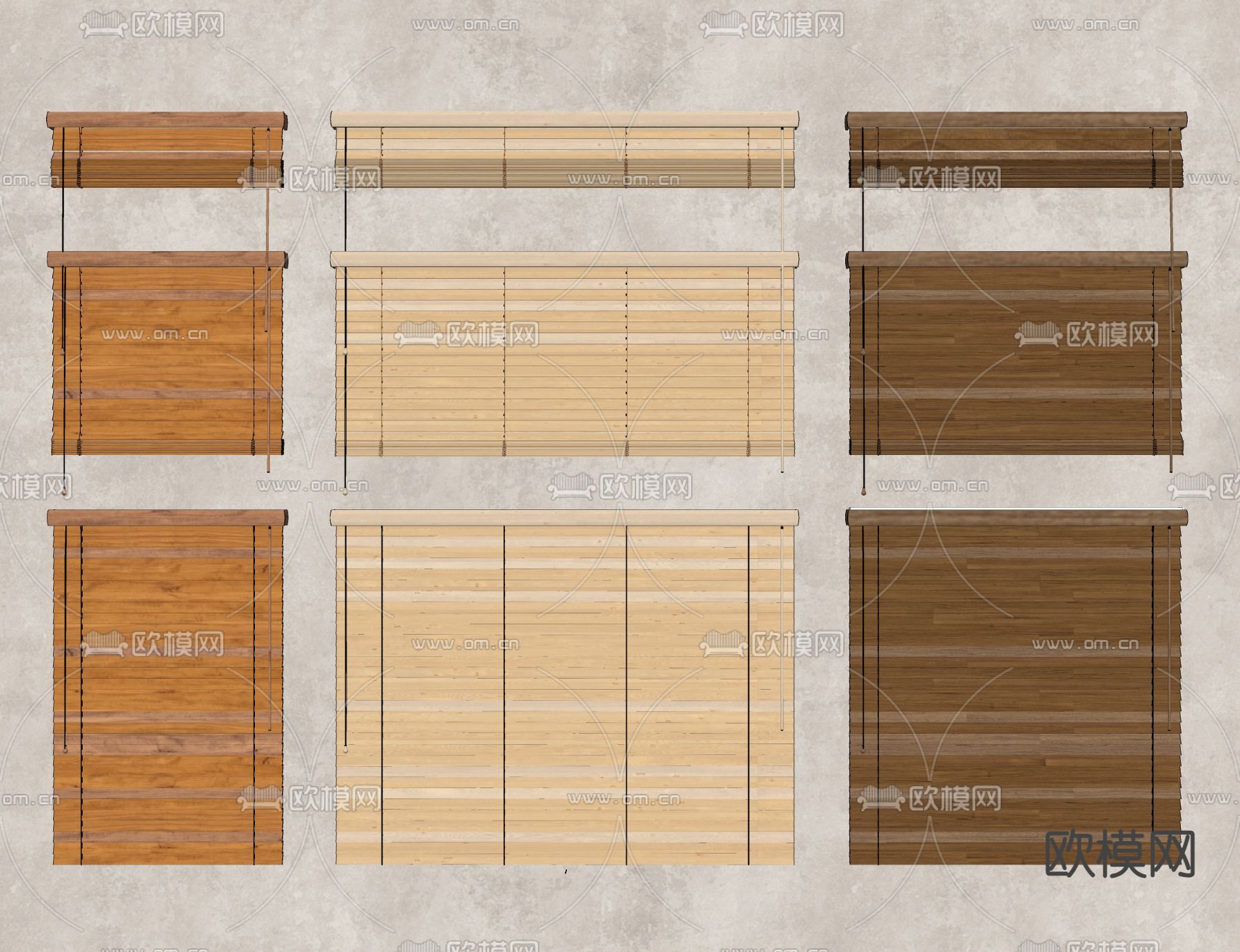 侘寂木百叶帘 竹帘 卷帘su模型下载（渲染图1）