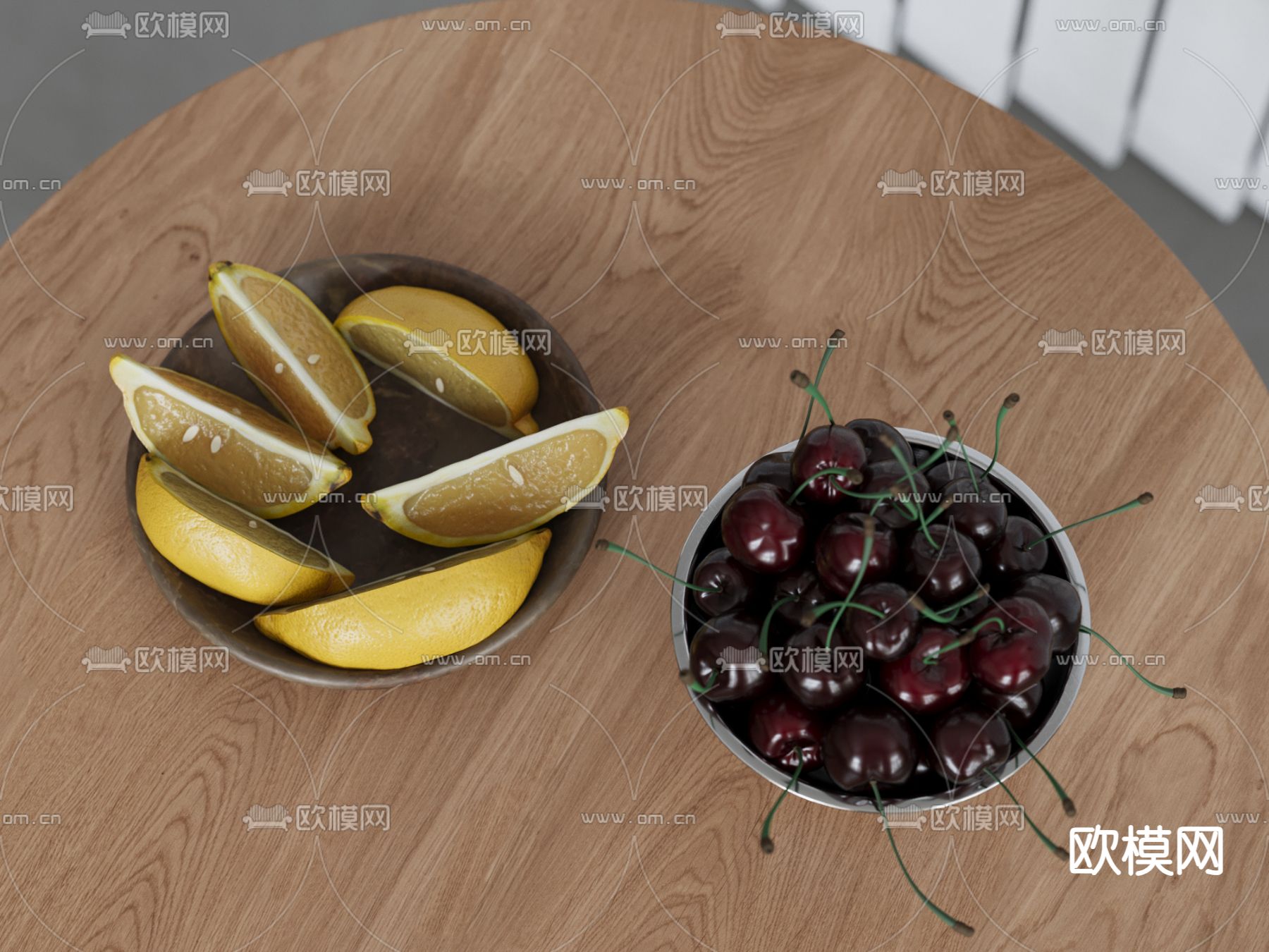 果盘 车厘子 柚子su模型下载（渲染图2）