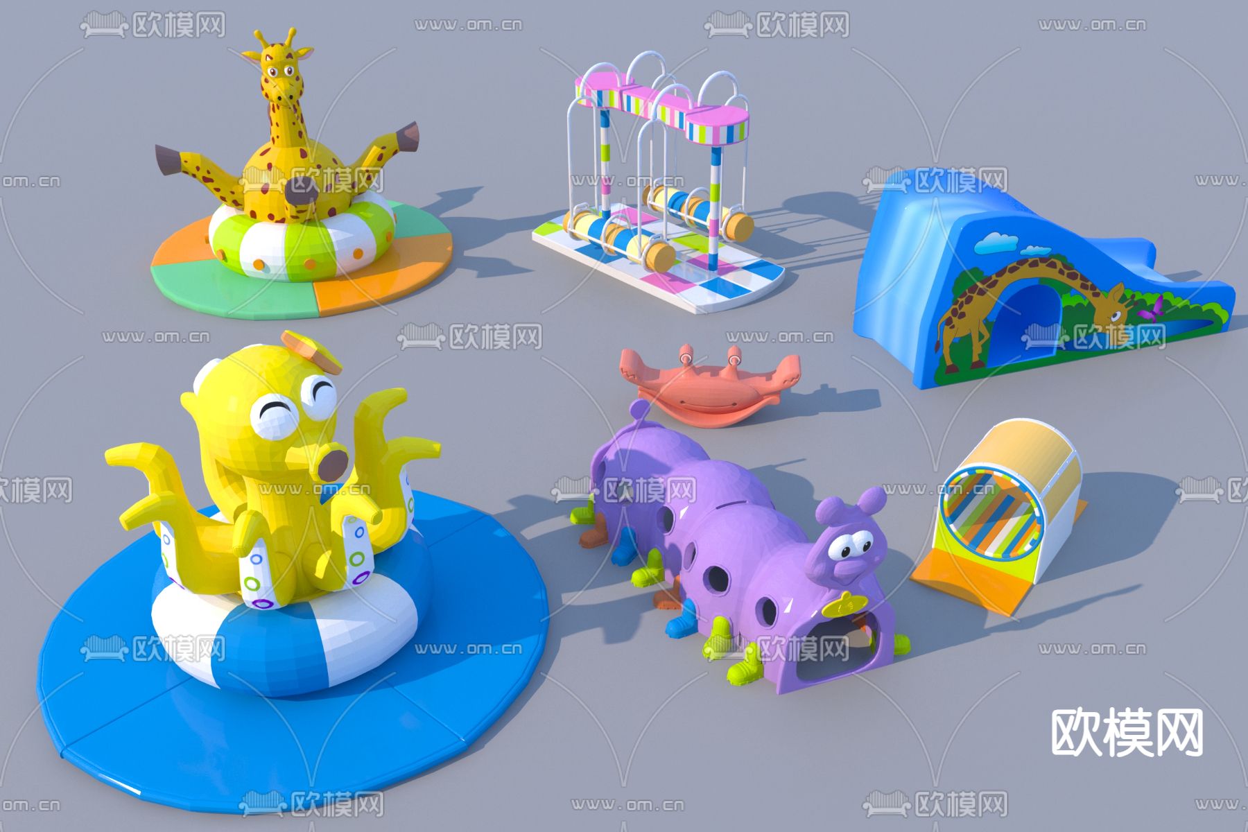 游乐设施 户外秋千 滑滑梯3d模型下载