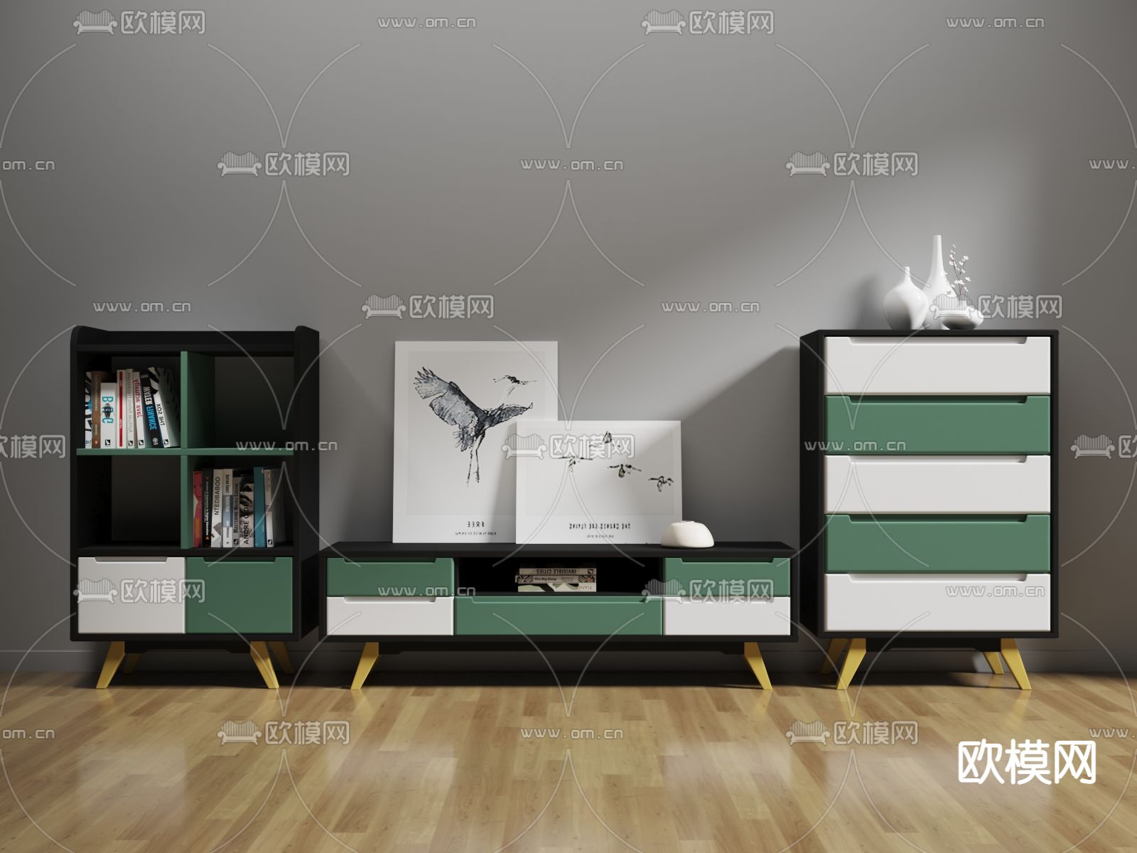 北欧电视柜3d模型下载