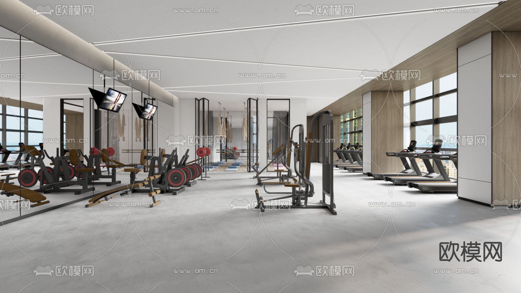 现代健身房3d模型下载