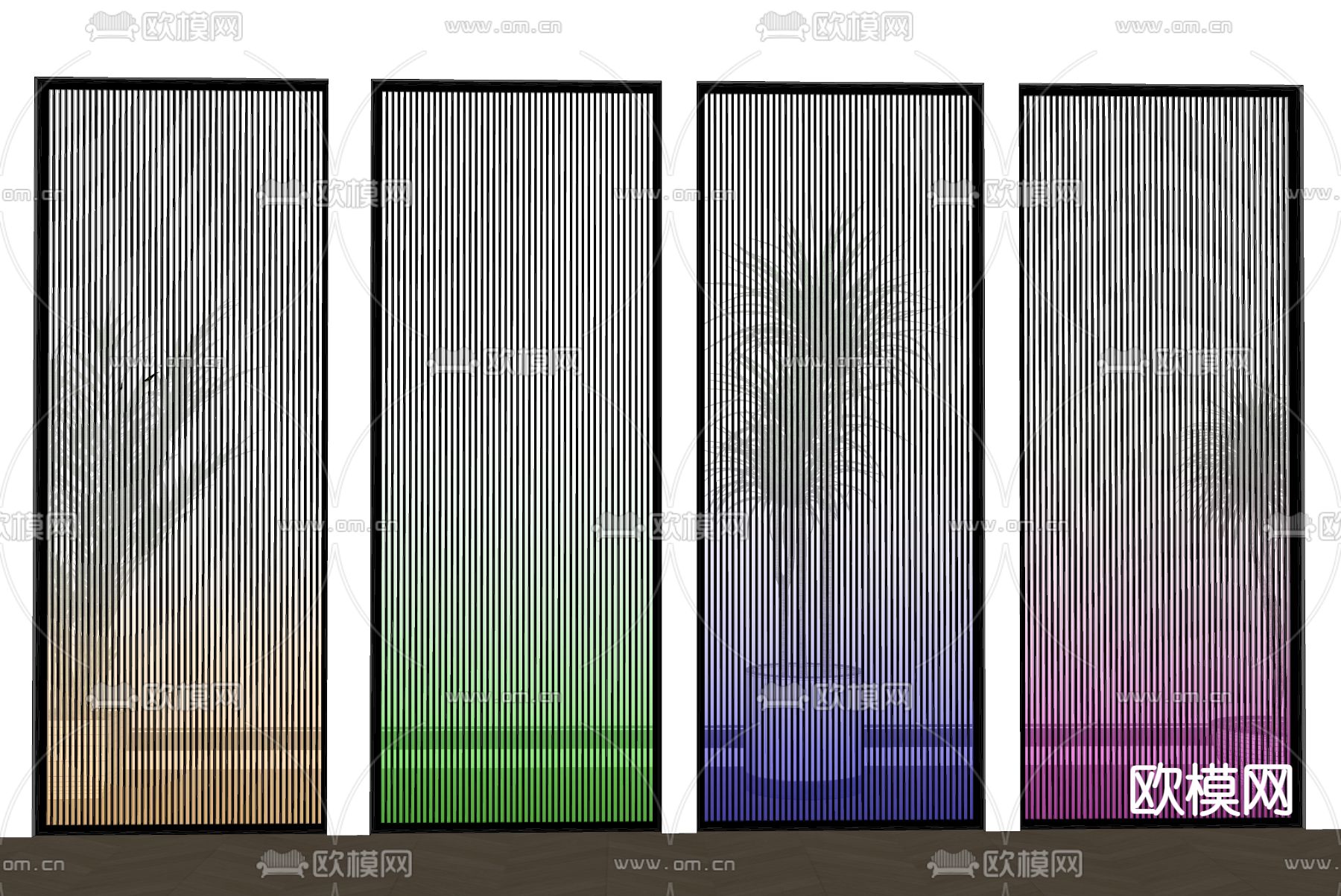 渐变玻璃 玻璃隔断su模型下载（渲染图1）